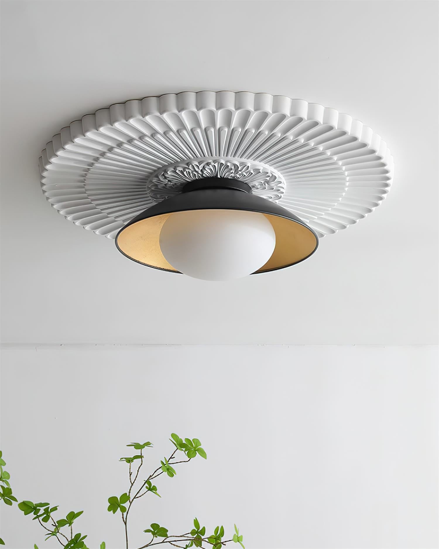Ceiling Light Metal Canopy Glass Globe Modern Minimalist