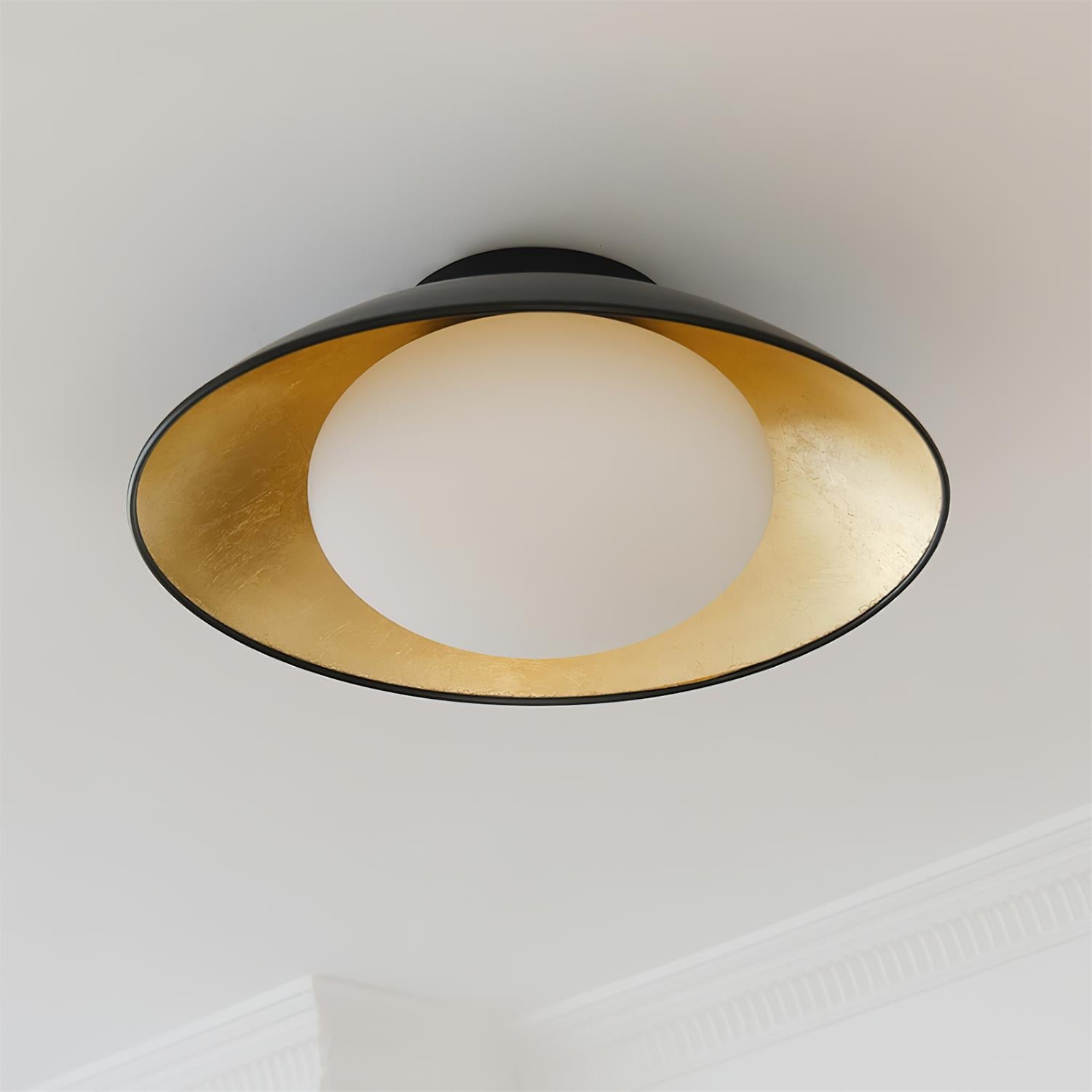 Ceiling Light Metal Canopy Glass Globe Modern Minimalist