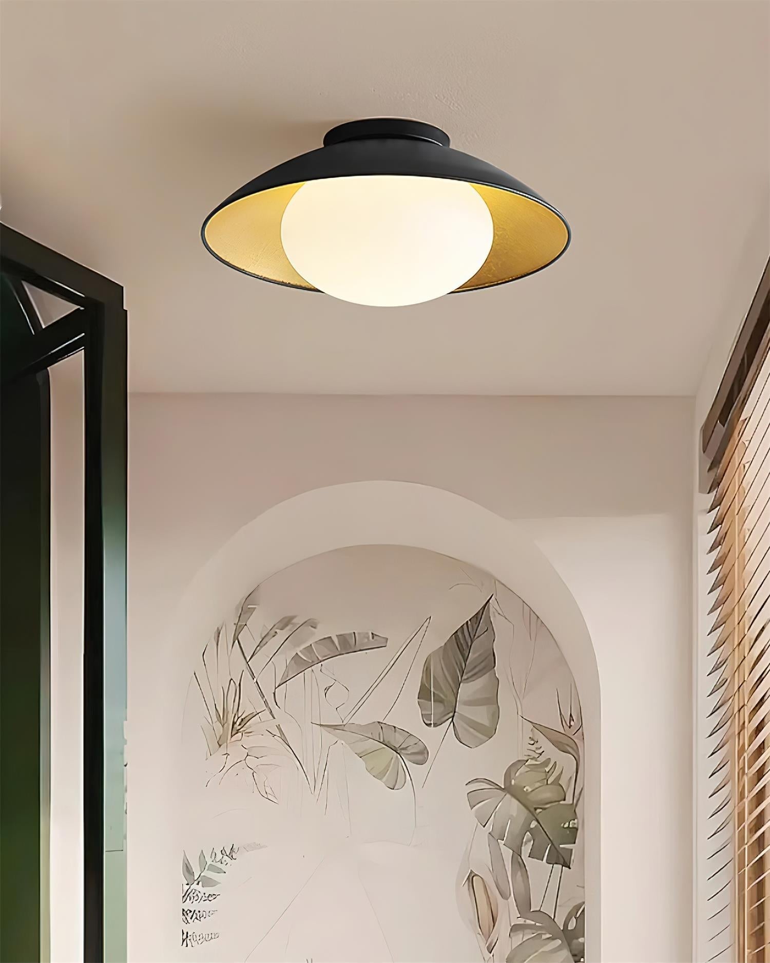 Ceiling Light Metal Canopy Glass Globe Modern Minimalist