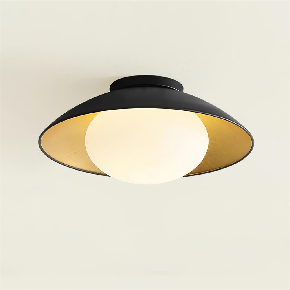 Ceiling Light Metal Canopy Glass Globe Modern Minimalist