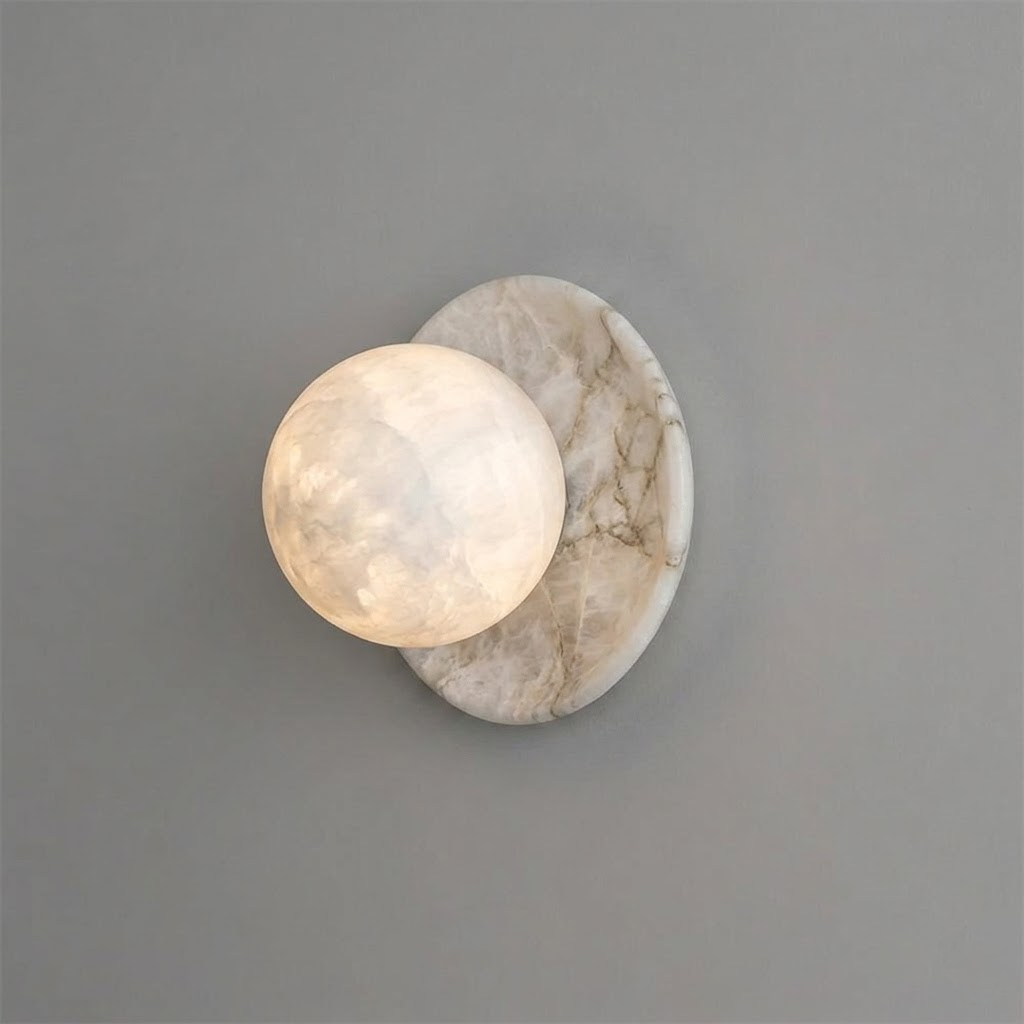 Selene Ball Alabaster Wall Sconce