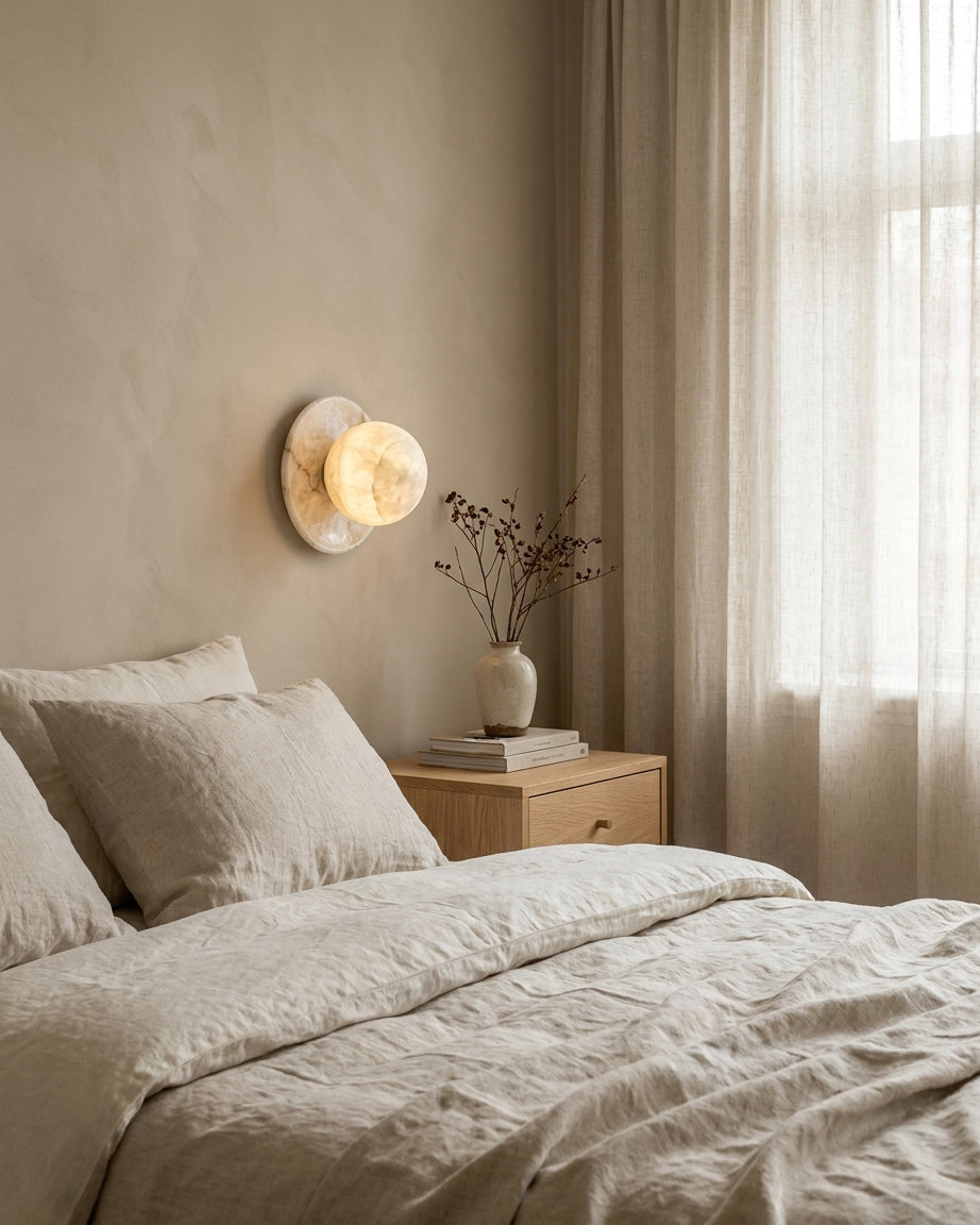 Selene Ball Alabaster Wall Sconce