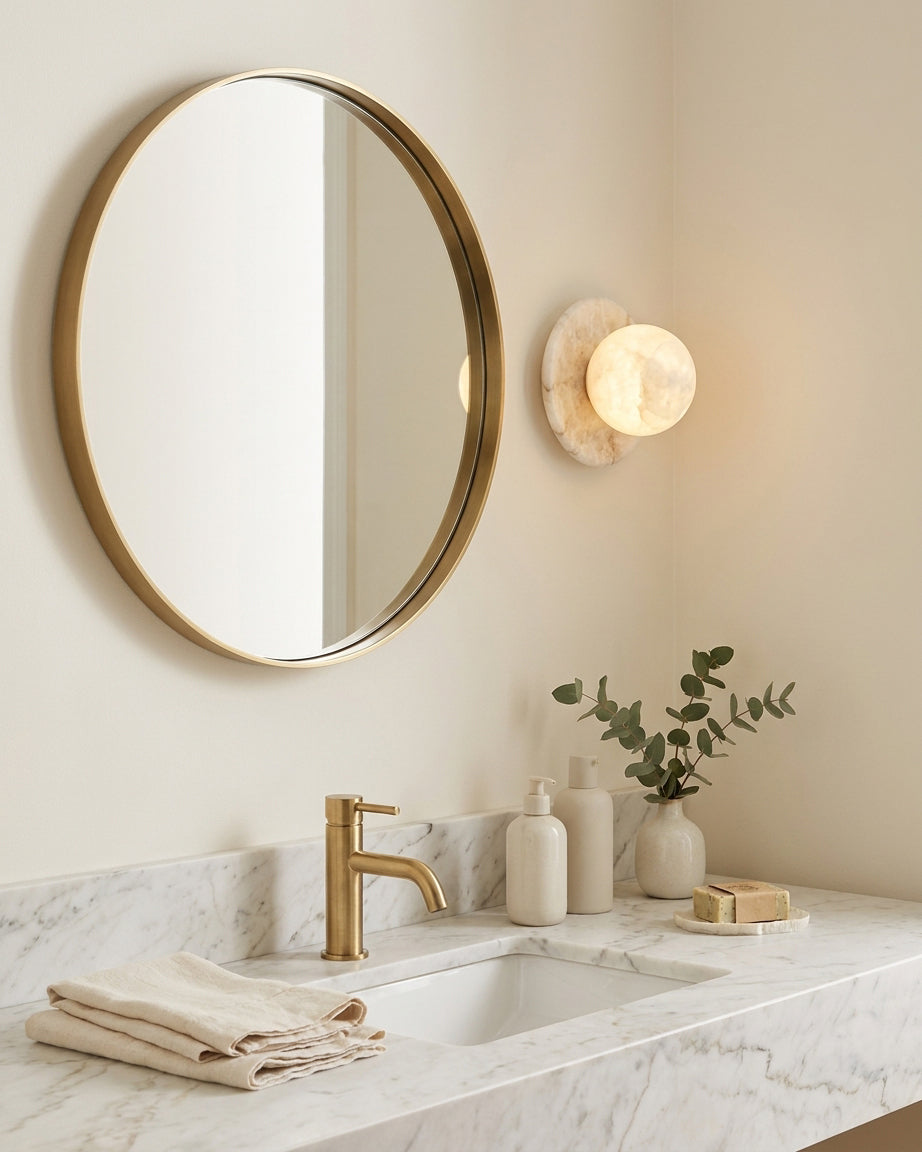 Selene Ball Alabaster Wall Sconce