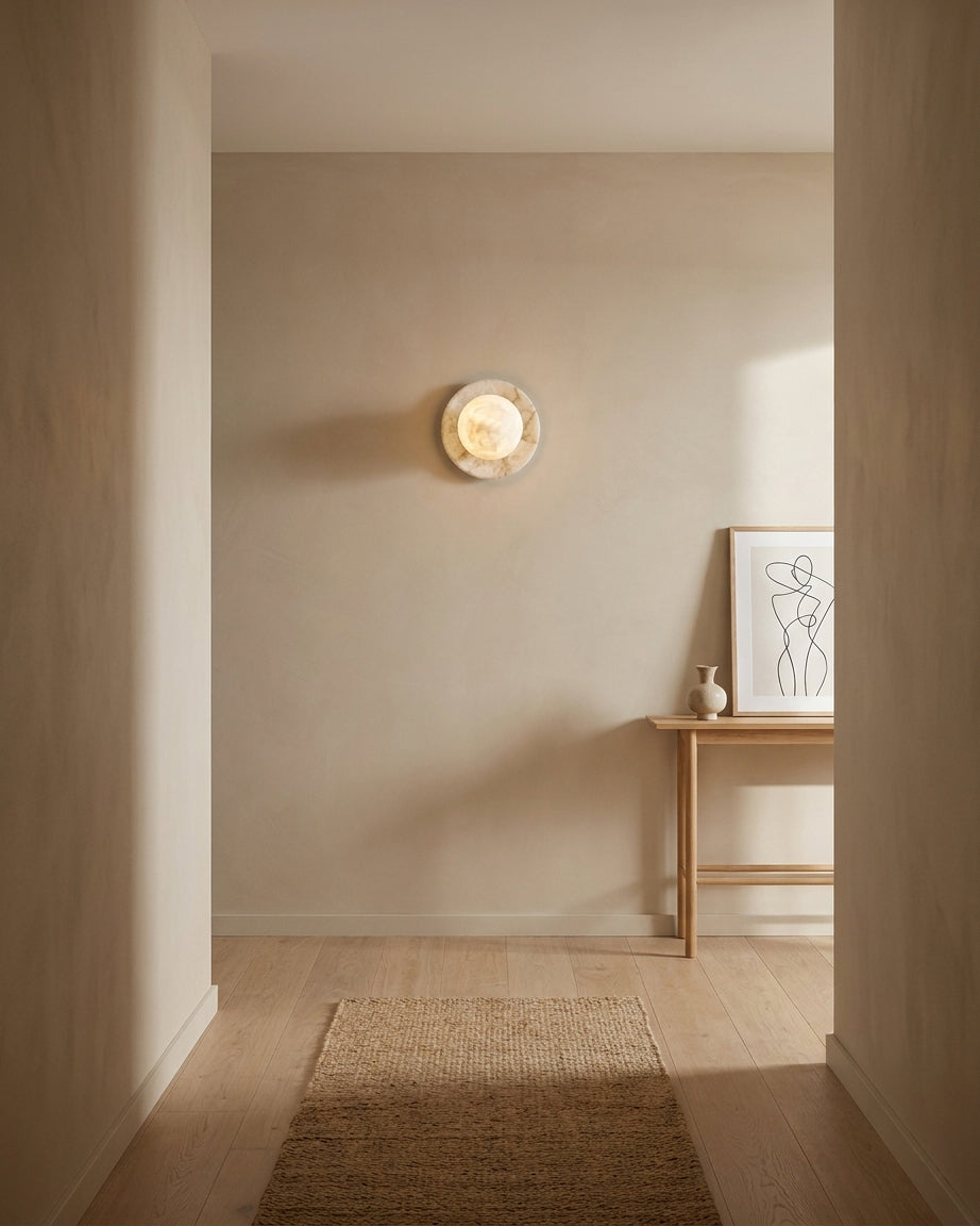 Selene Ball Alabaster Wall Sconce