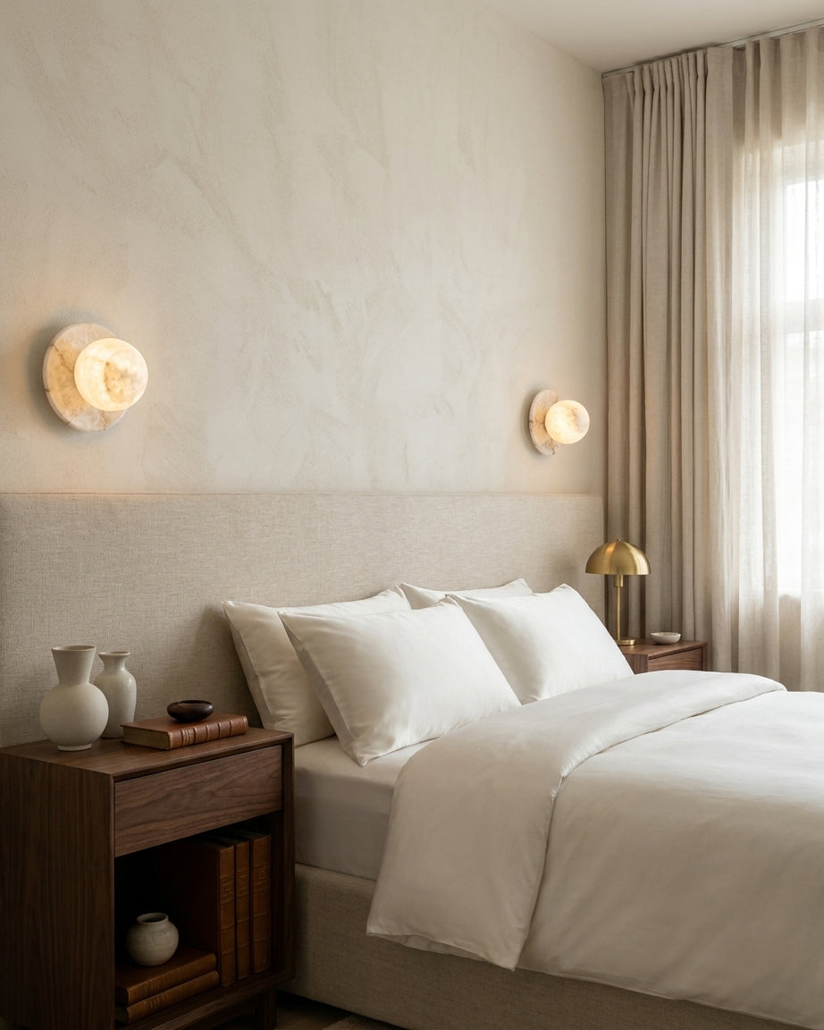 Selene Ball Alabaster Wall Sconce