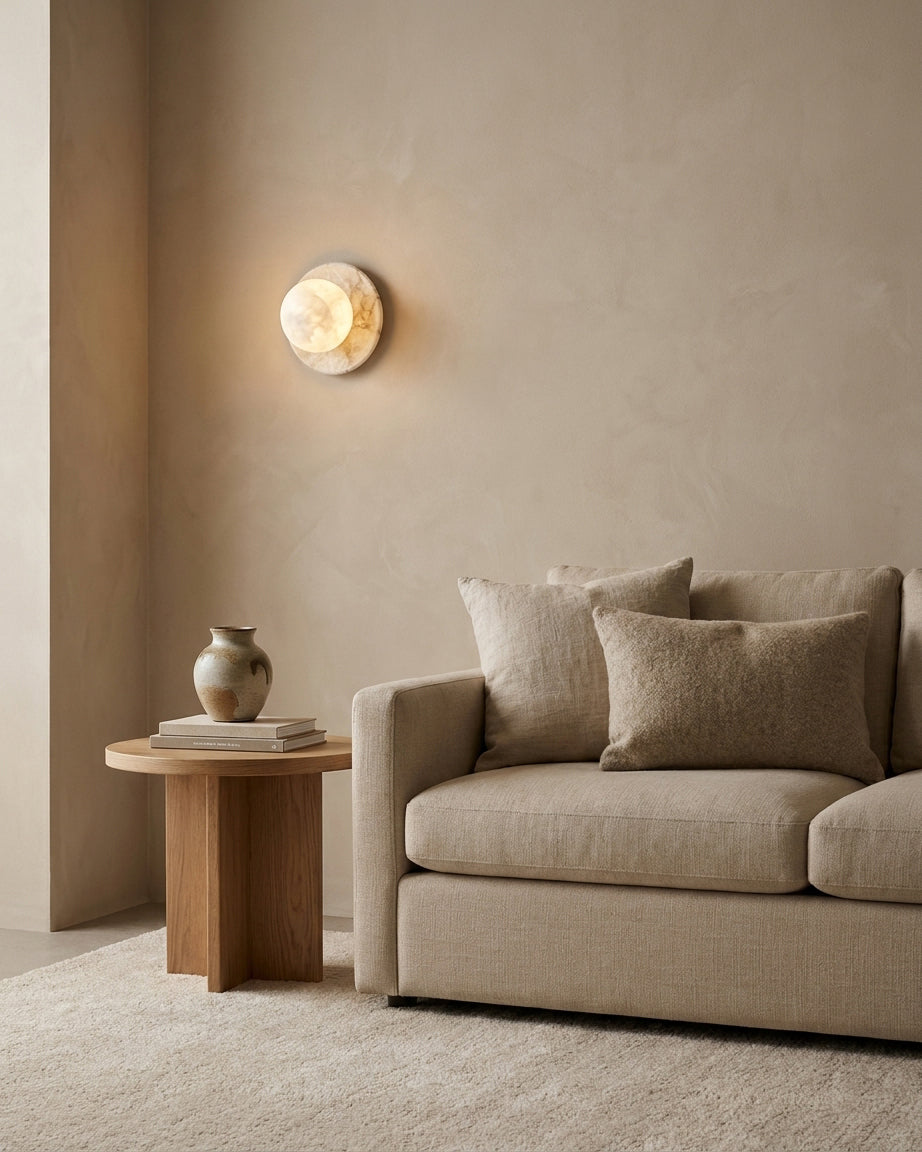 Selene Ball Alabaster Wall Sconce
