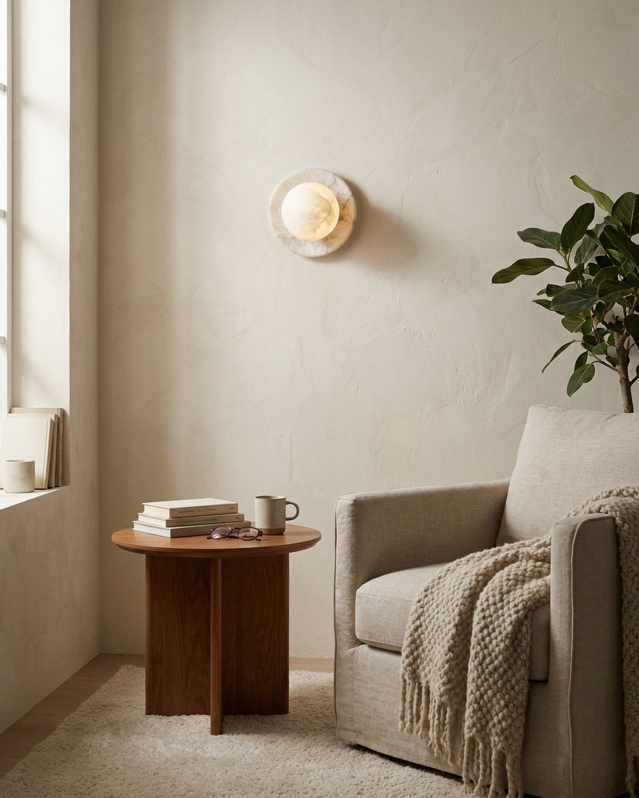 Selene Ball Alabaster Wall Sconce