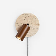 Travertine & Wood Wall Lamp