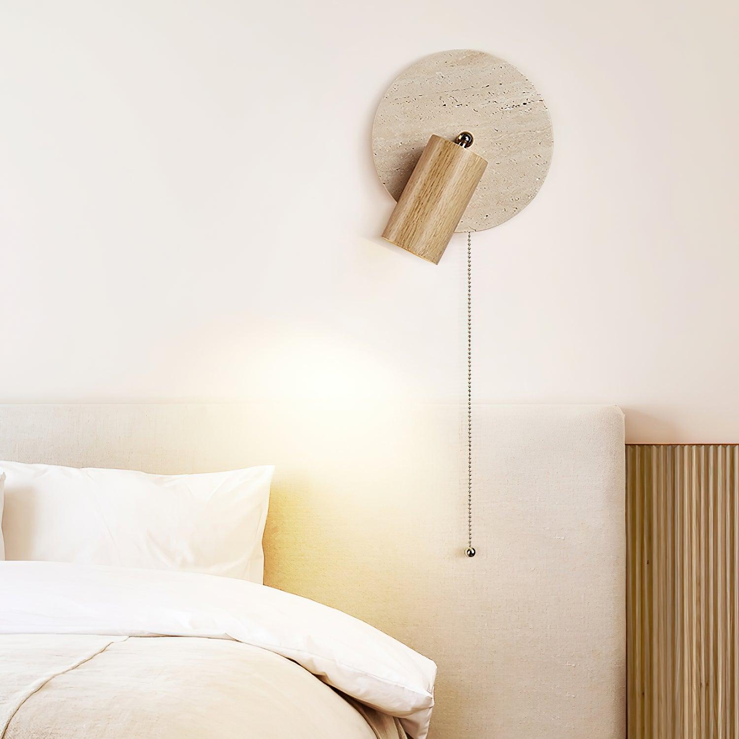 Travertine & Wood Wall Lamp