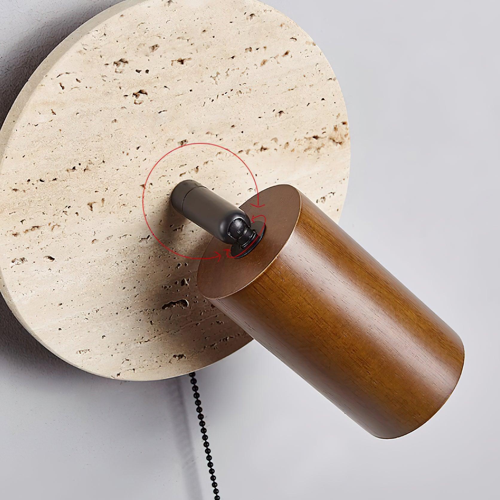 Travertine & Wood Wall Lamp
