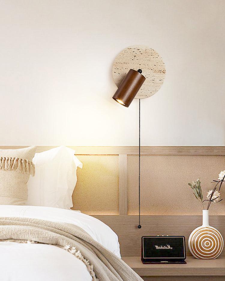 Travertine & Wood Wall Lamp