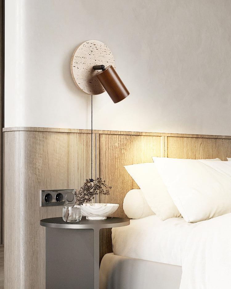 Travertine & Wood Wall Lamp
