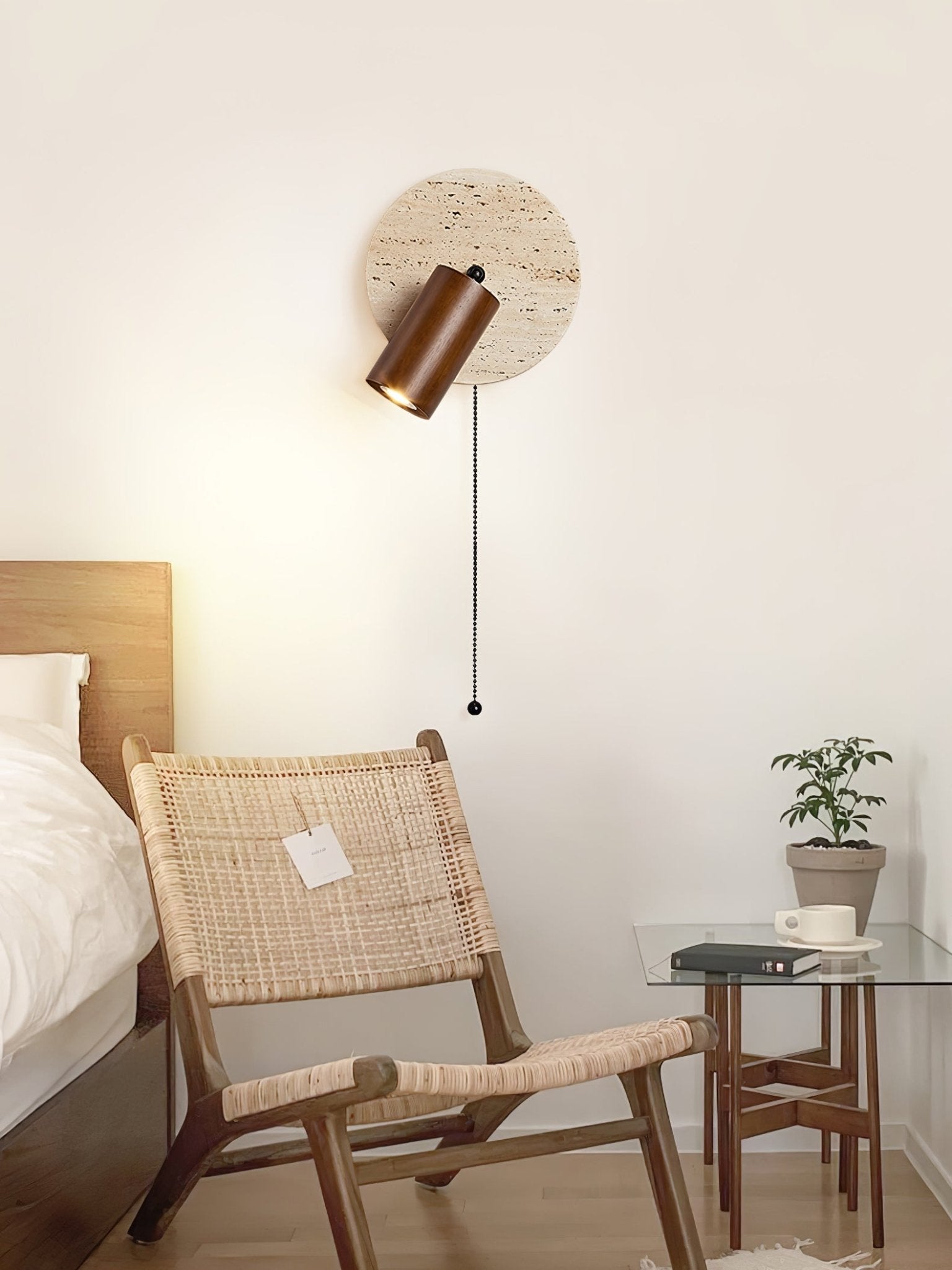 Romino Disc Swing Travertine Wall Light-Neutral Decor