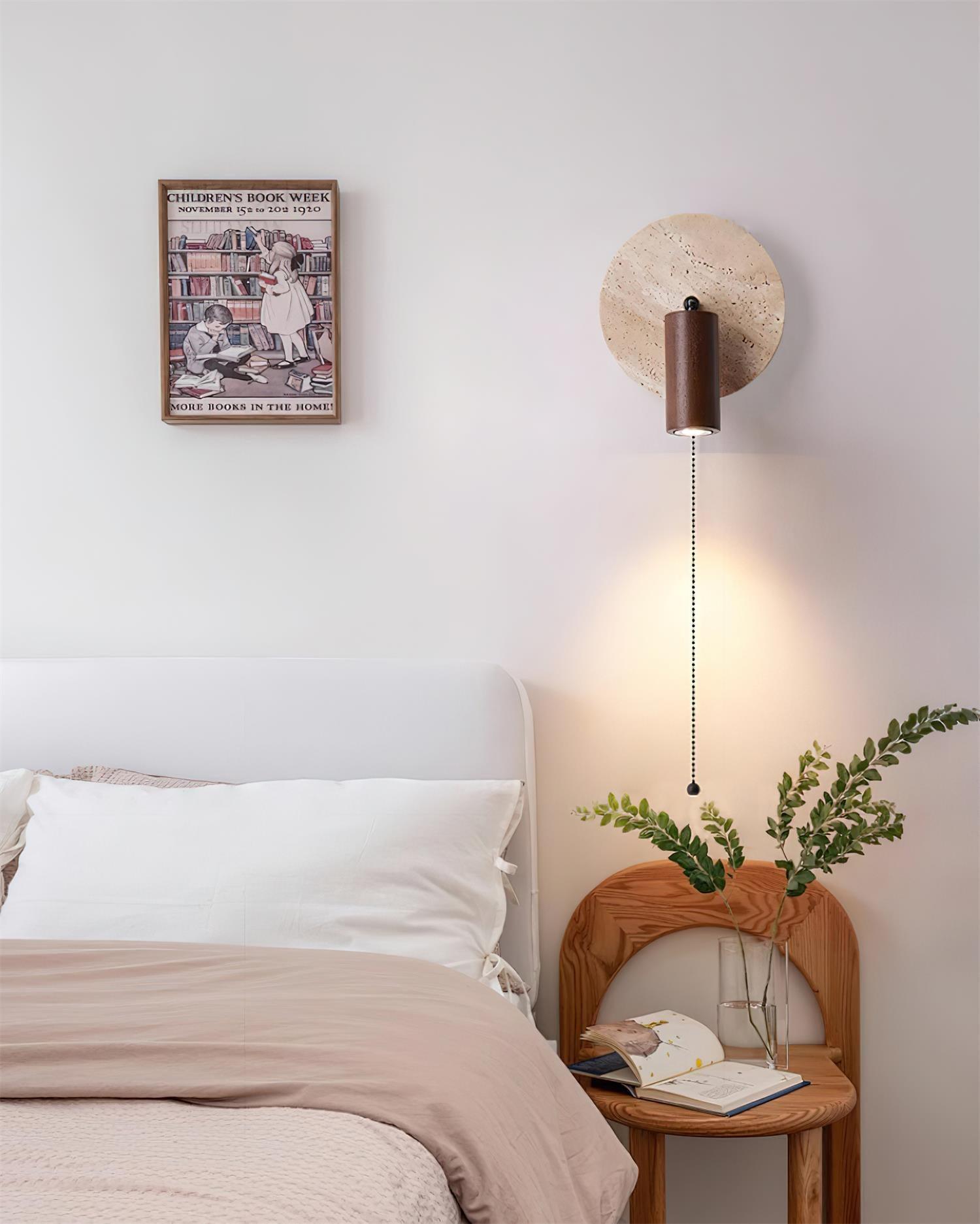 Romino Disc Swing Travertine Wall Light-Neutral Decor
