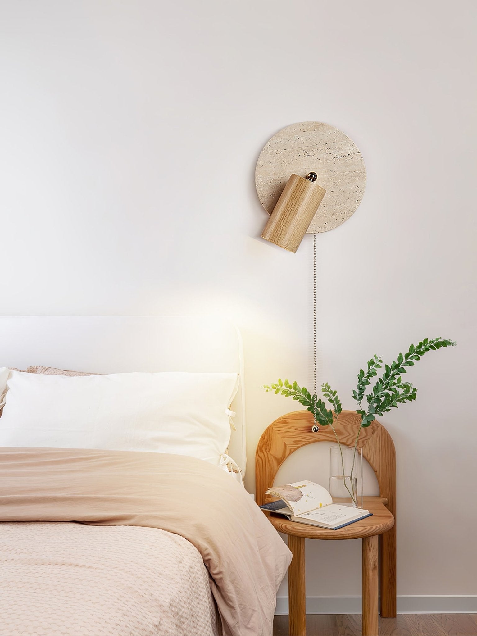 Romino Disc Swing Travertine Wall Light-Neutral Decor