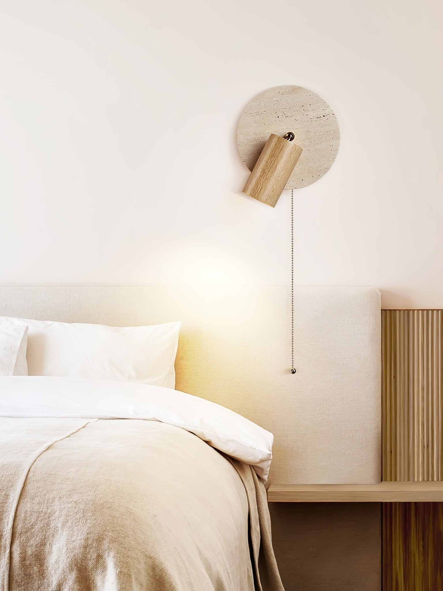 Romino Disc Swing Travertine Wall Light-Neutral Decor