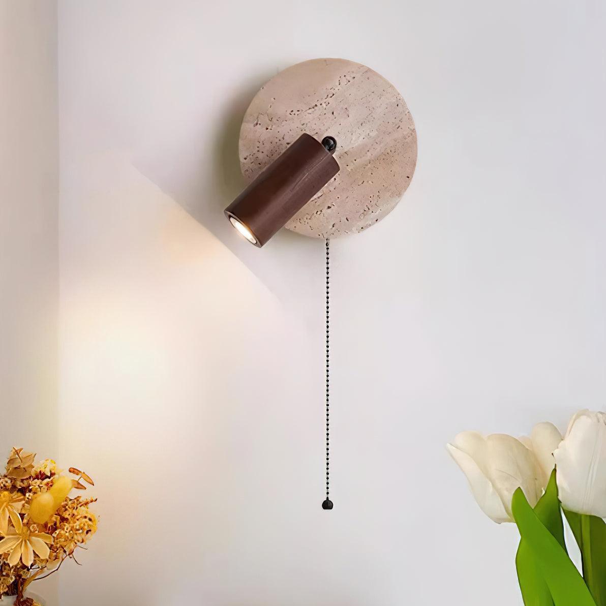 Romino Disc Swing Travertine Wall Light-Neutral Decor