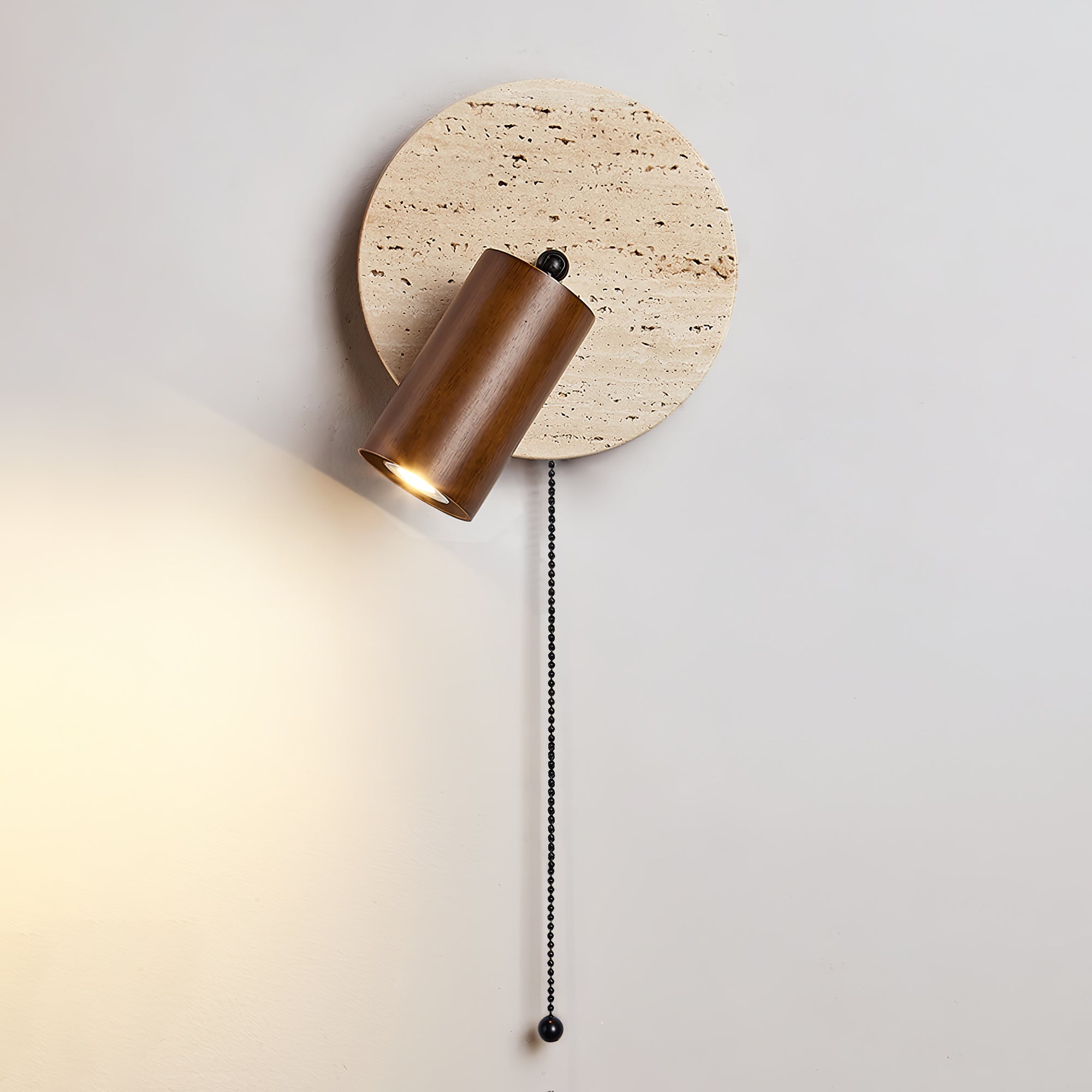 Romino Disc Swing Travertine Wall Light-Neutral Decor