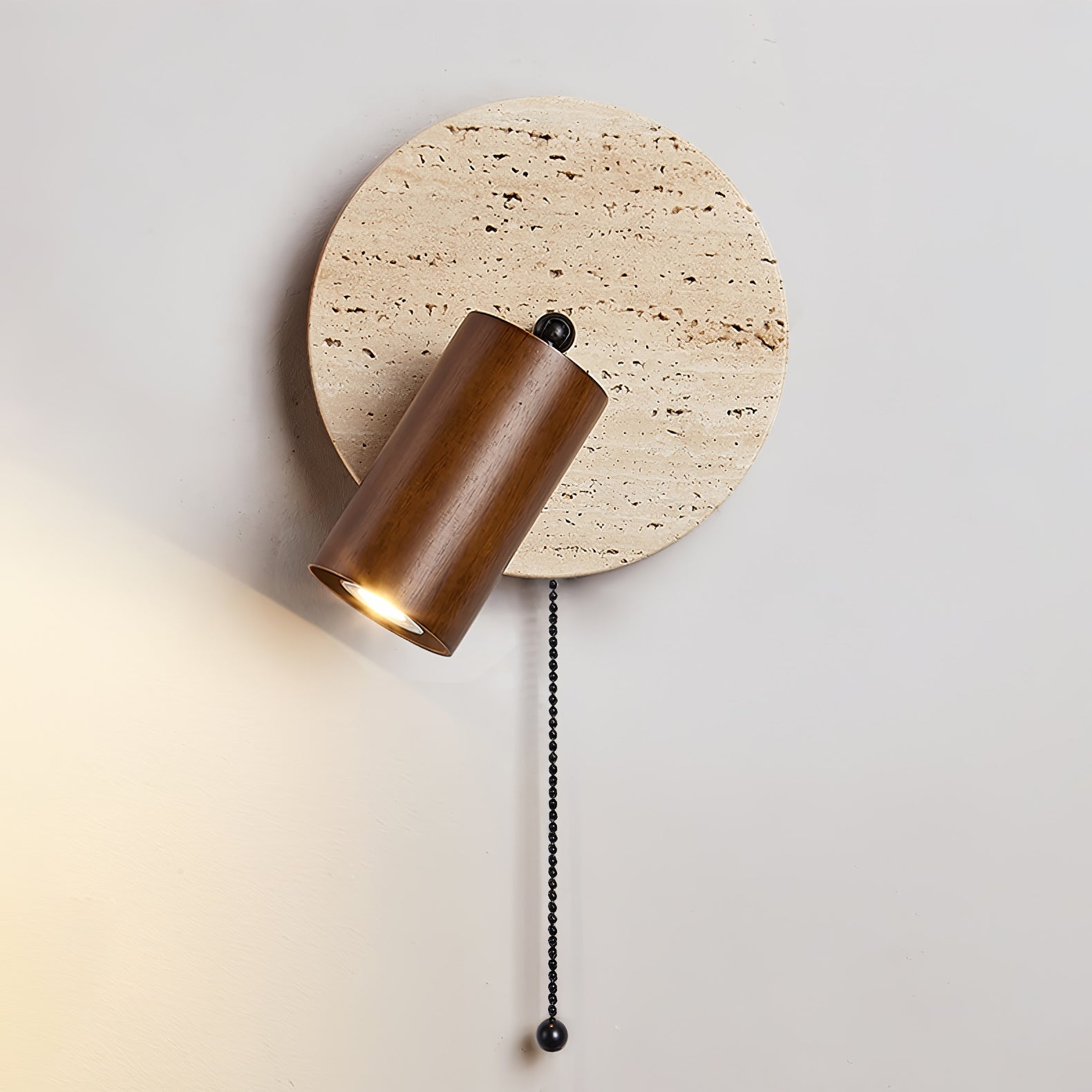 Romino Disc Swing Travertine Wall Light-Neutral Decor
