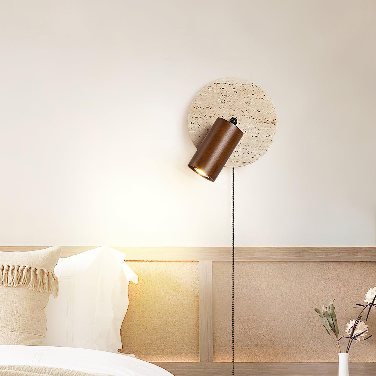 Romino Disc Swing Travertine Wall Light-Neutral Decor