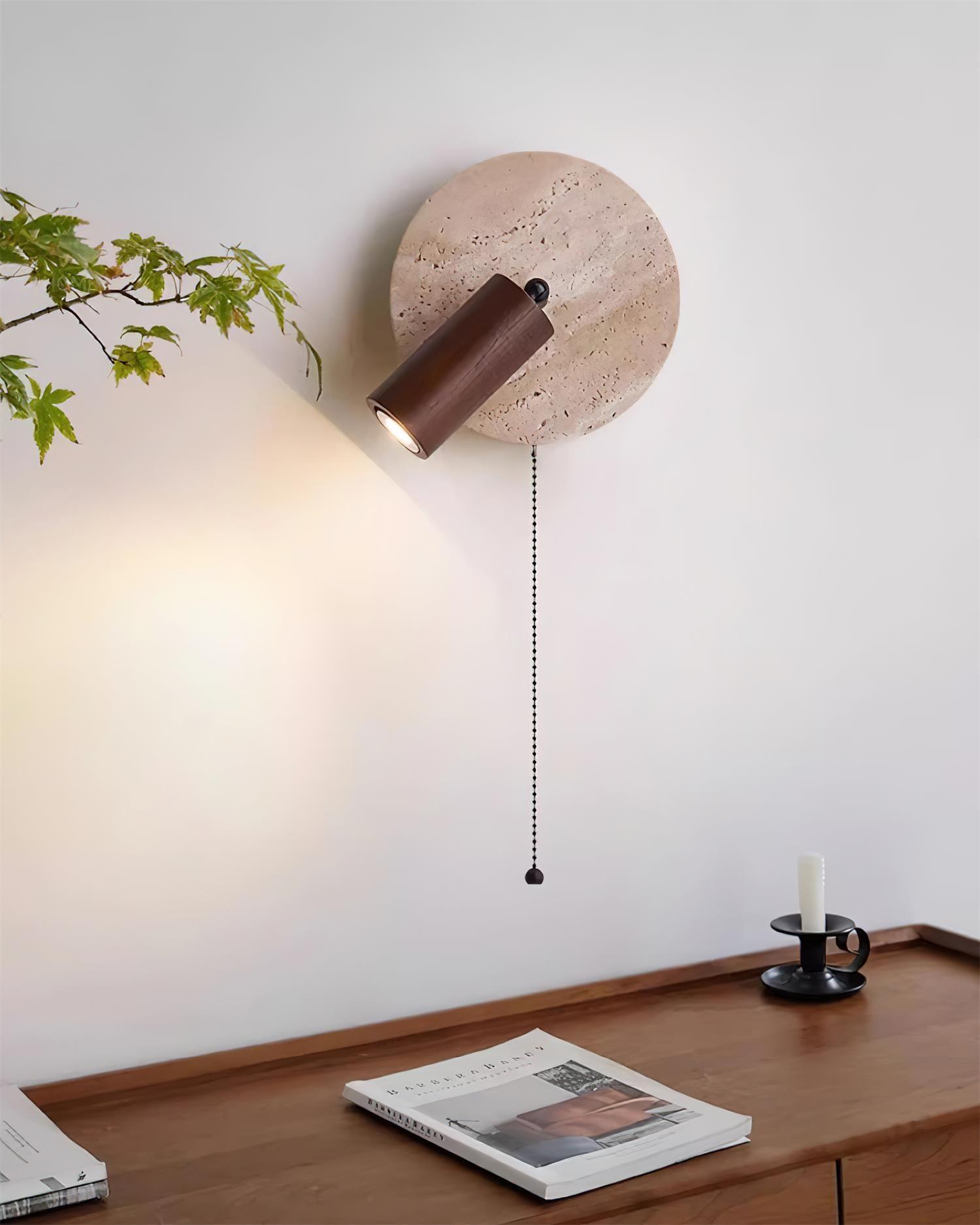 Romino Disc Swing Travertine Wall Light-Neutral Decor