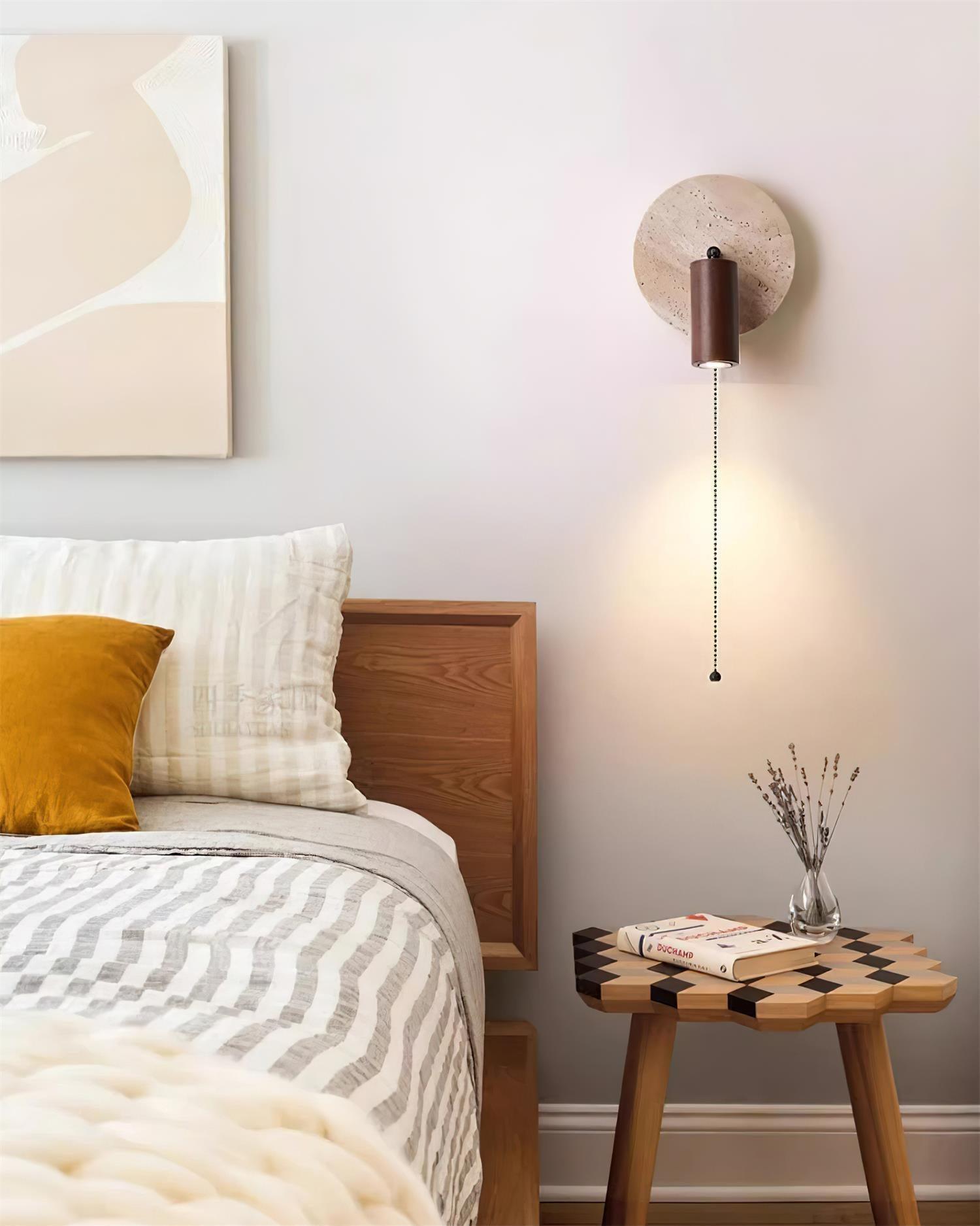 Romino Disc Swing Travertine Wall Light-Neutral Decor
