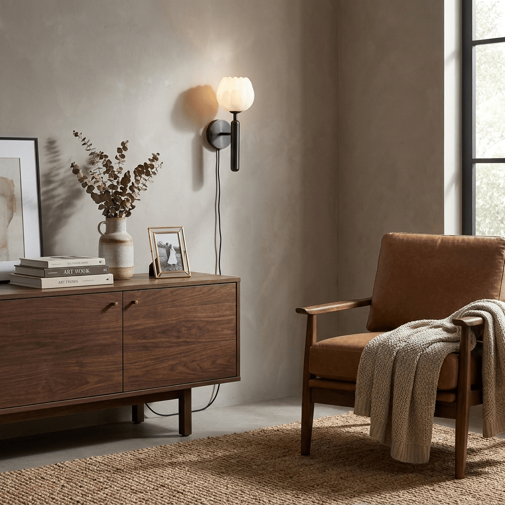 Mian Alabaster Plug-in Wall Lamp-Neutral Decor