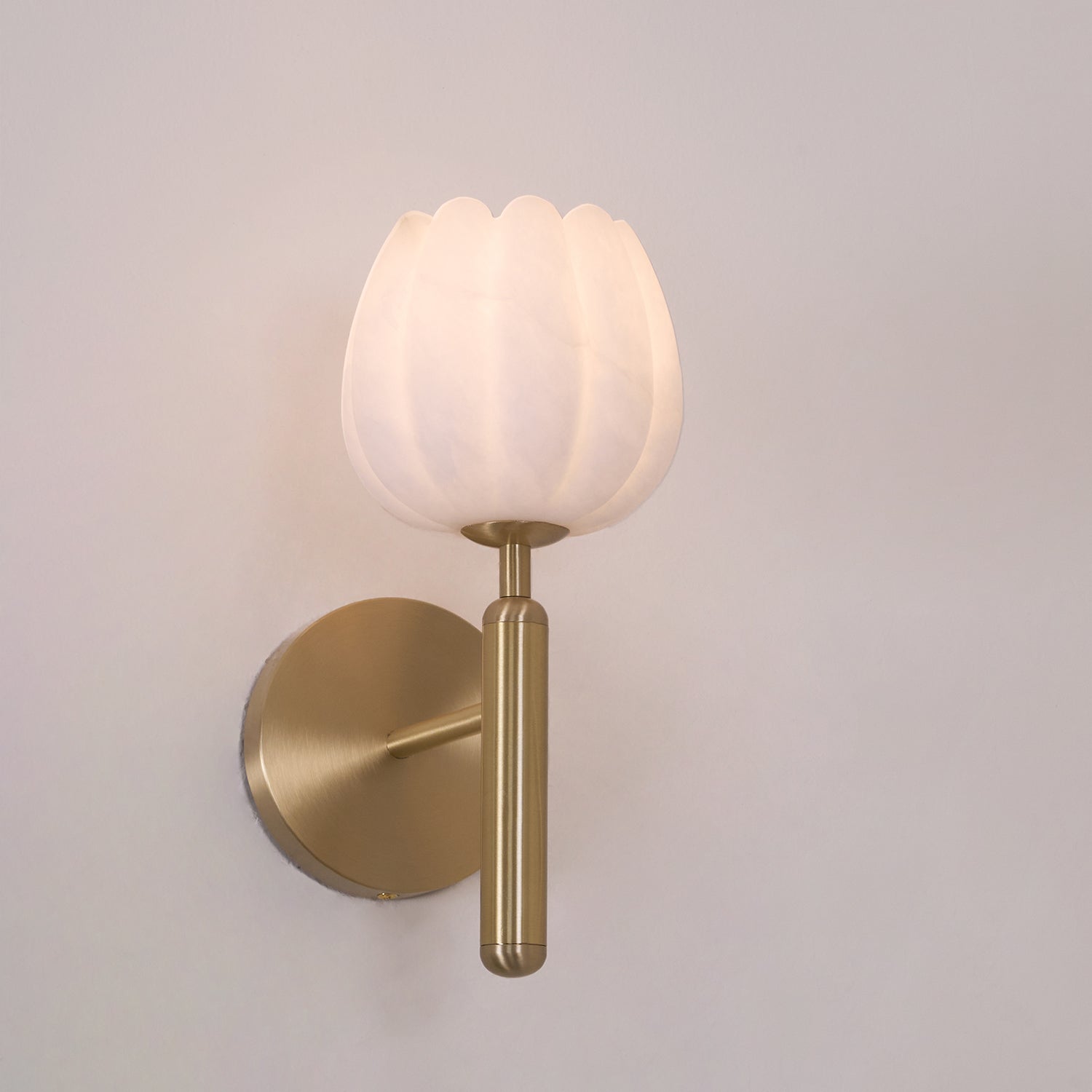 Eurzorion Floral Alabaster Brass Wall Light-Neutral Decor