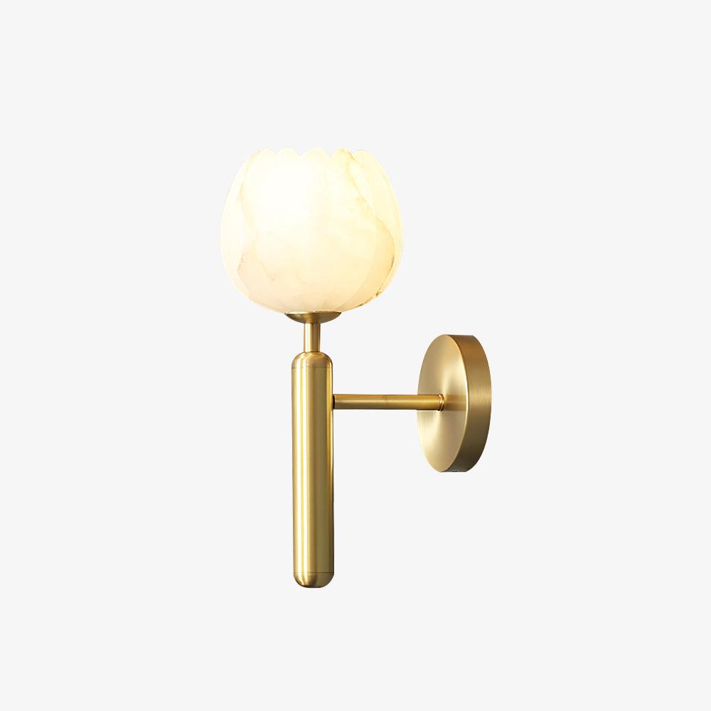 Eurzorion Floral Alabaster Brass Wall Light-Neutral Decor