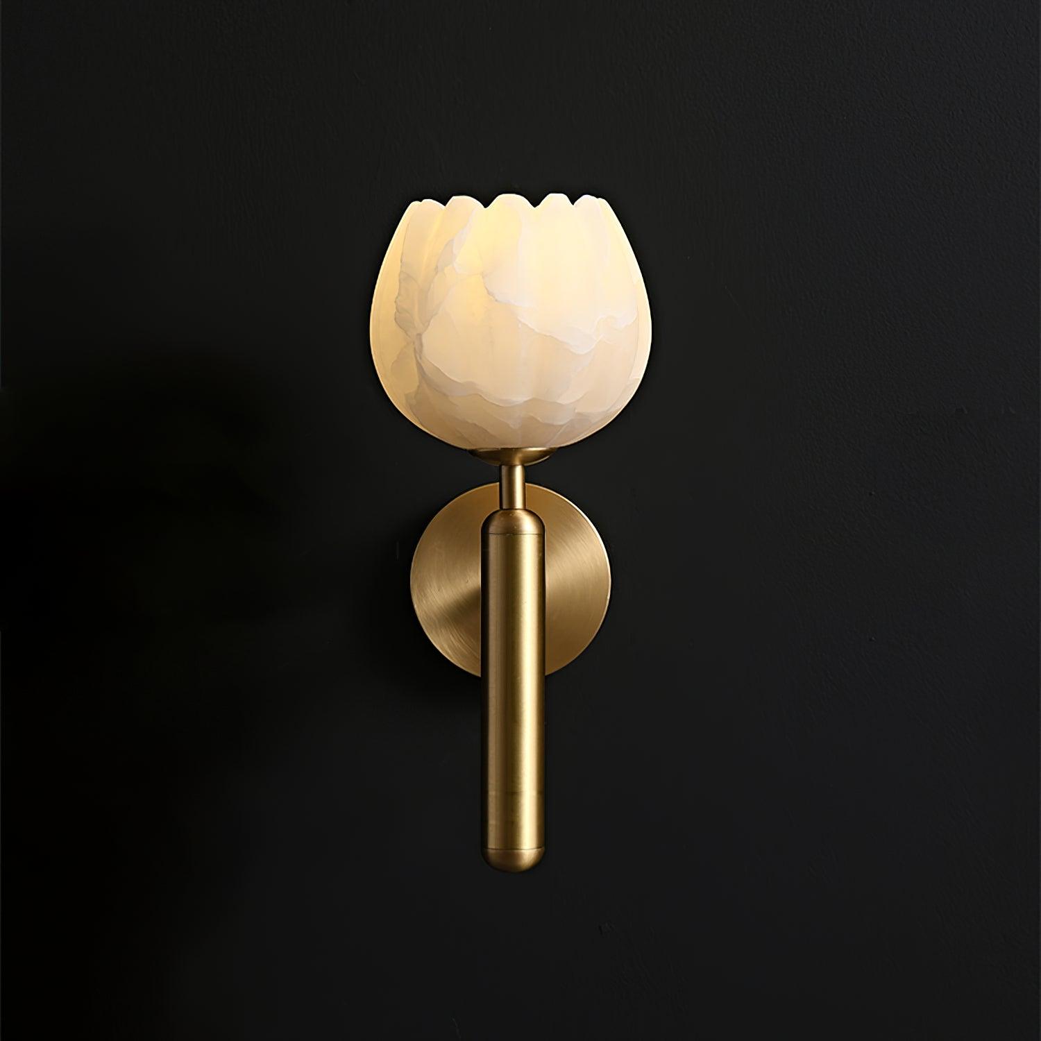 Eurzorion Floral Alabaster Brass Wall Light-Neutral Decor