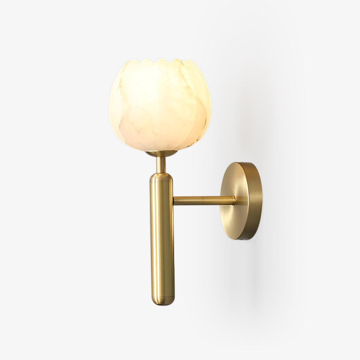 Eurzorion Floral Alabaster Brass Wall Light-Neutral Decor