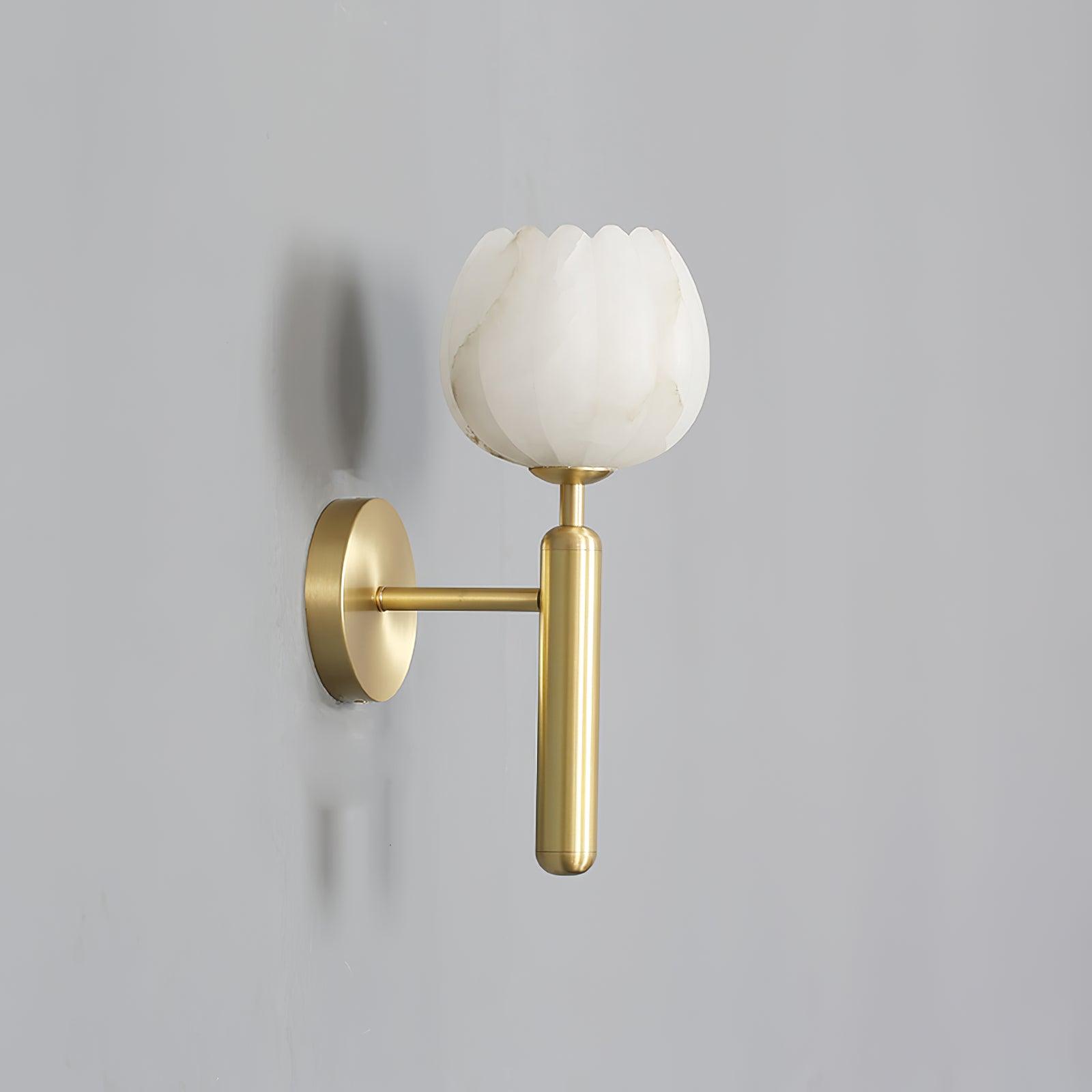 Eurzorion Floral Alabaster Brass Wall Light-Neutral Decor