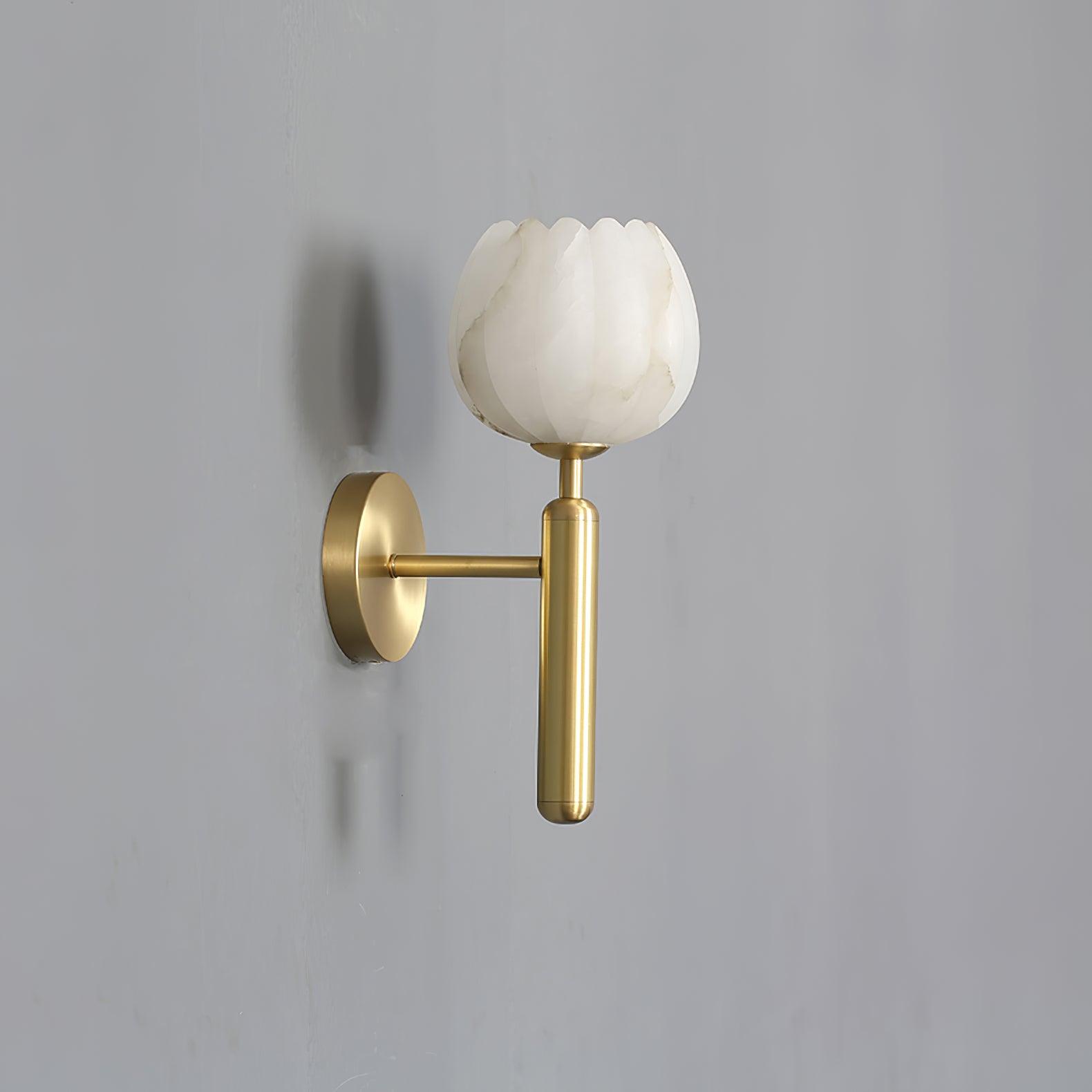 Eurzorion Floral Alabaster Brass Wall Light-Neutral Decor