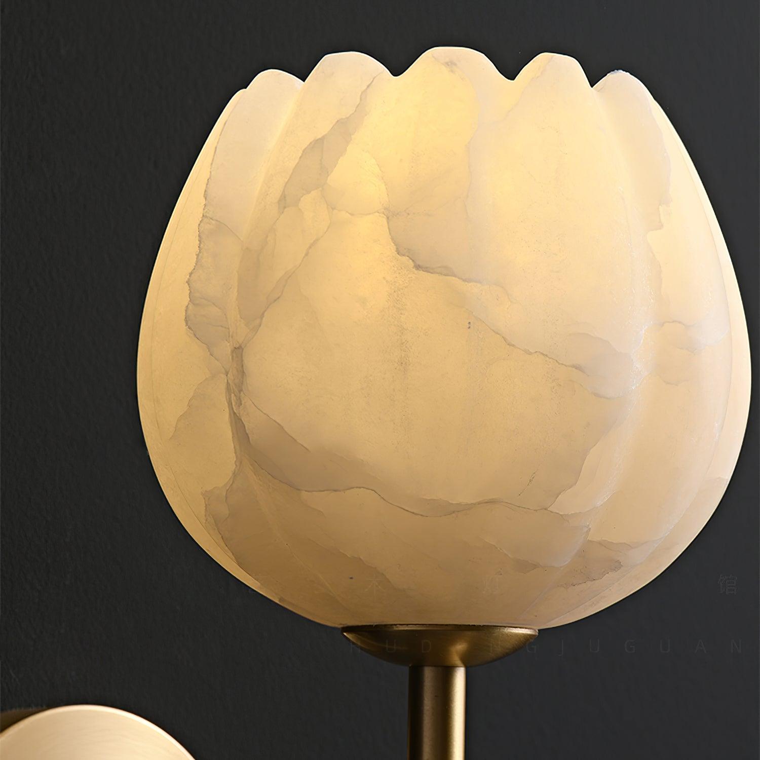 Eurzorion Floral Alabaster Brass Wall Light-Neutral Decor