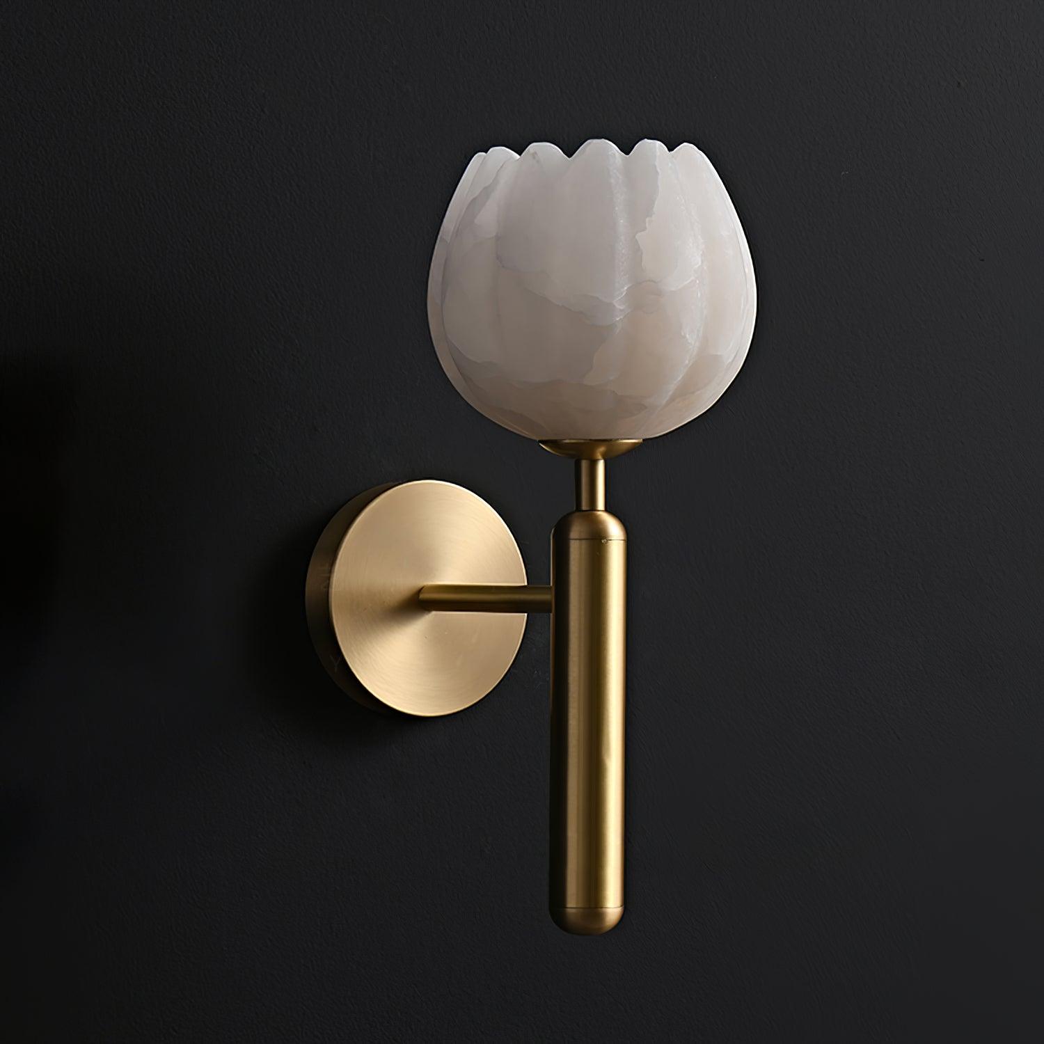 Eurzorion Floral Alabaster Brass Wall Light-Neutral Decor