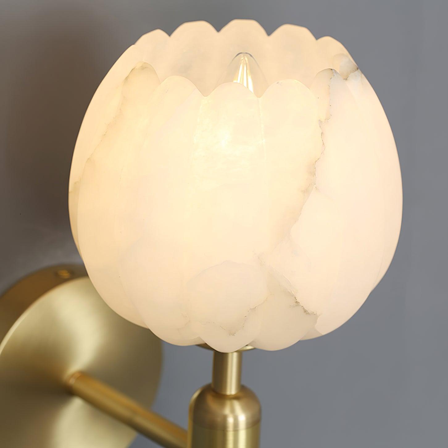 Eurzorion Floral Alabaster Brass Wall Light-Neutral Decor