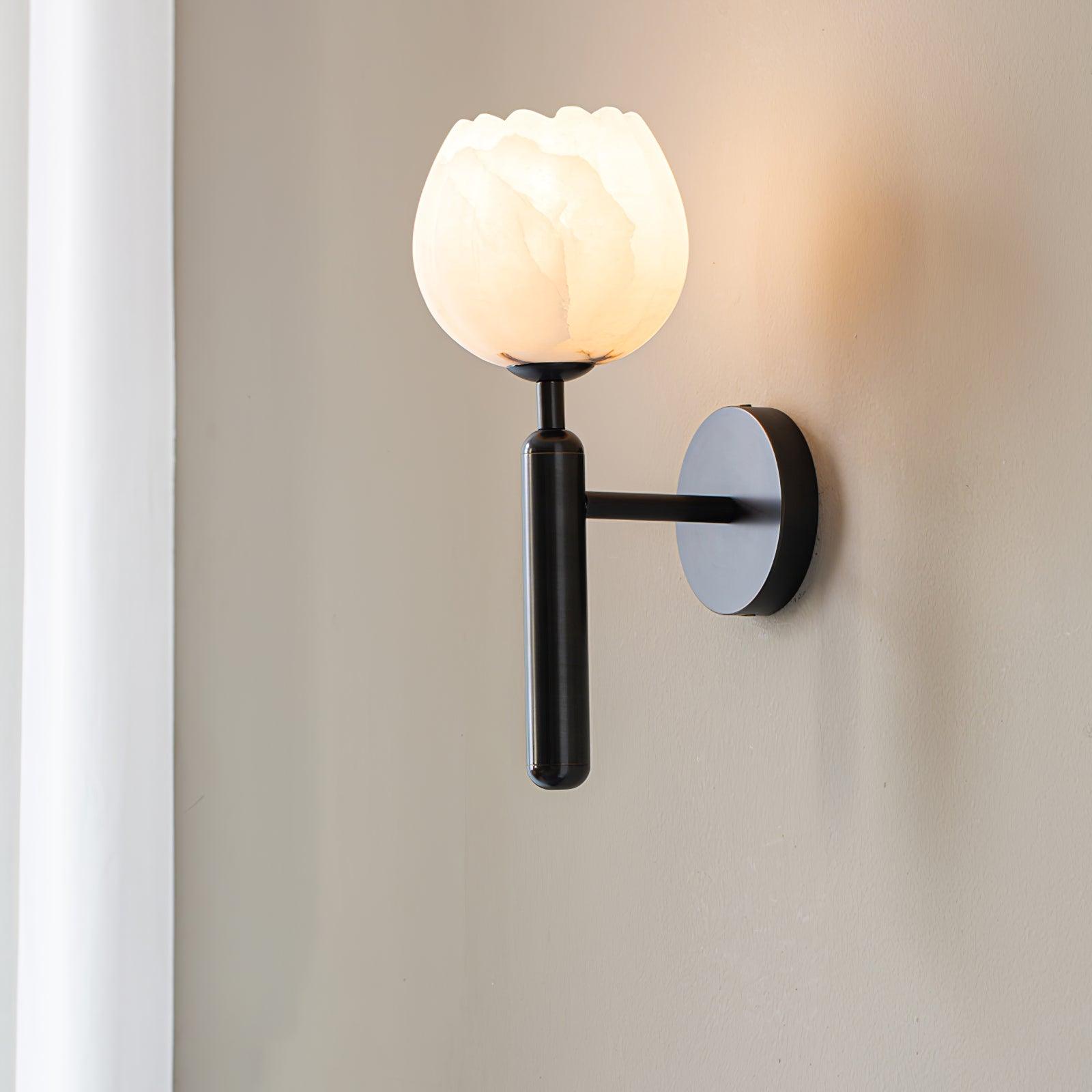 Eurzorion Floral Alabaster Brass Wall Light-Neutral Decor