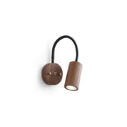 Front view of the Micro Wall Lamp in black and wood finish.