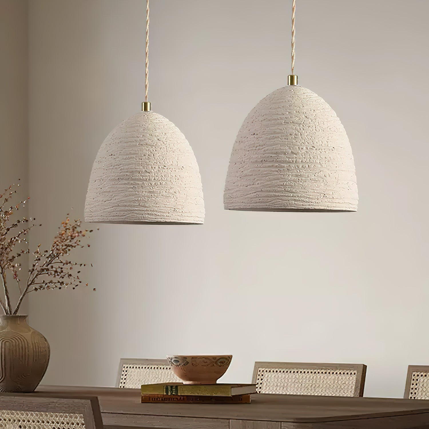 Nirove Pendant Lamp Adjustable Fabric Shade-Neutral Decor