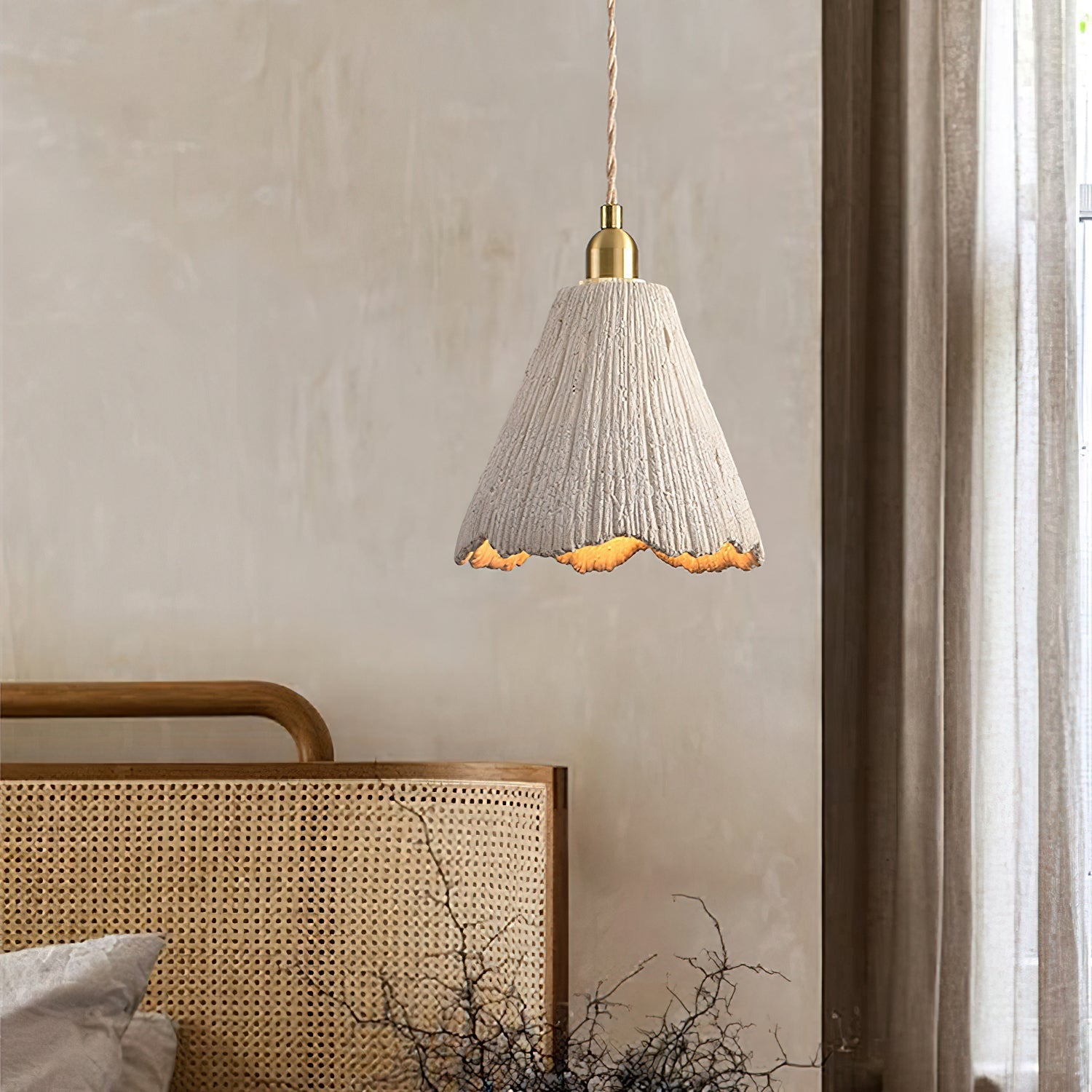Nirove Pendant Lamp Adjustable Fabric Shade-Neutral Decor