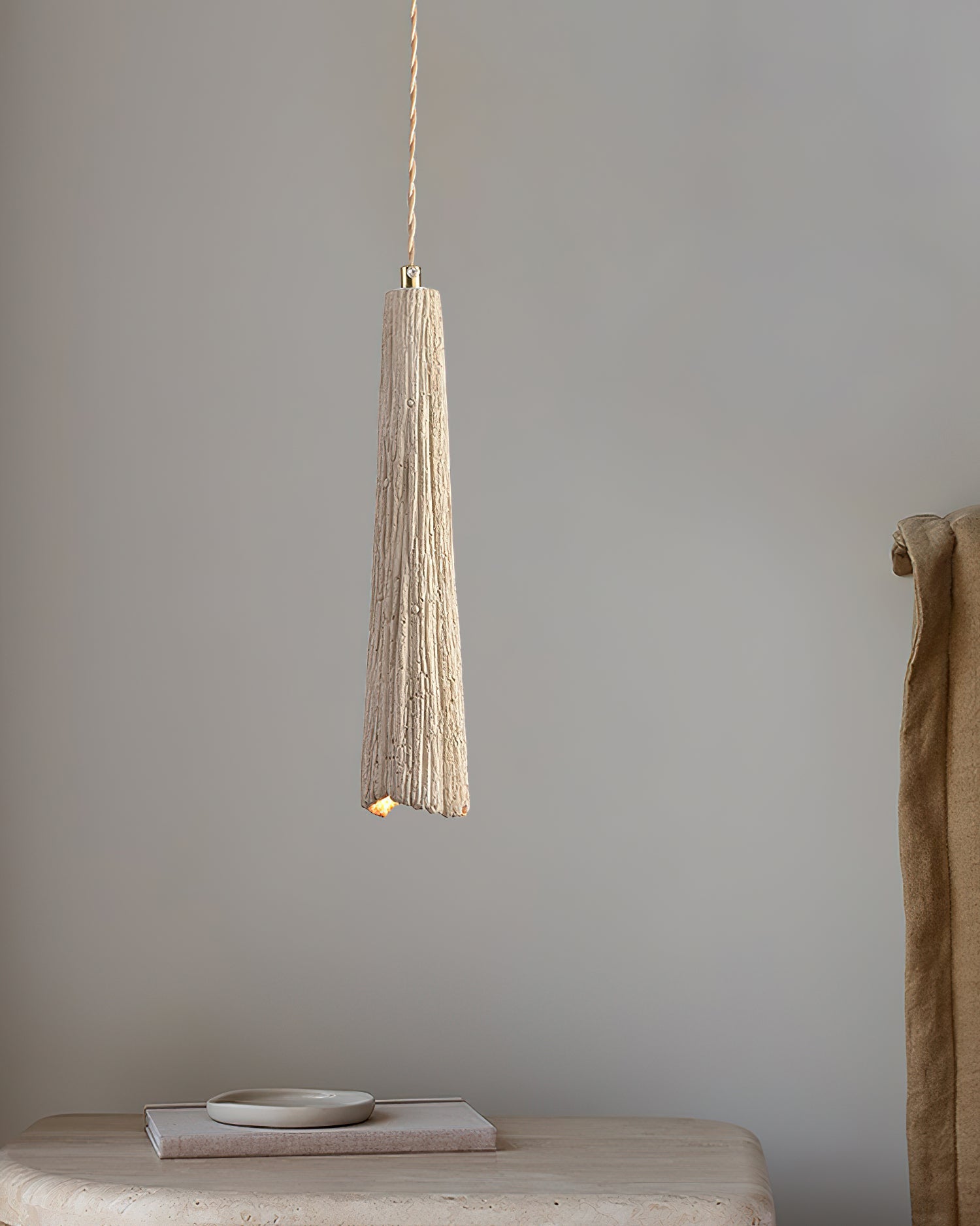 Nirove Pendant Lamp Adjustable Fabric Shade-Neutral Decor