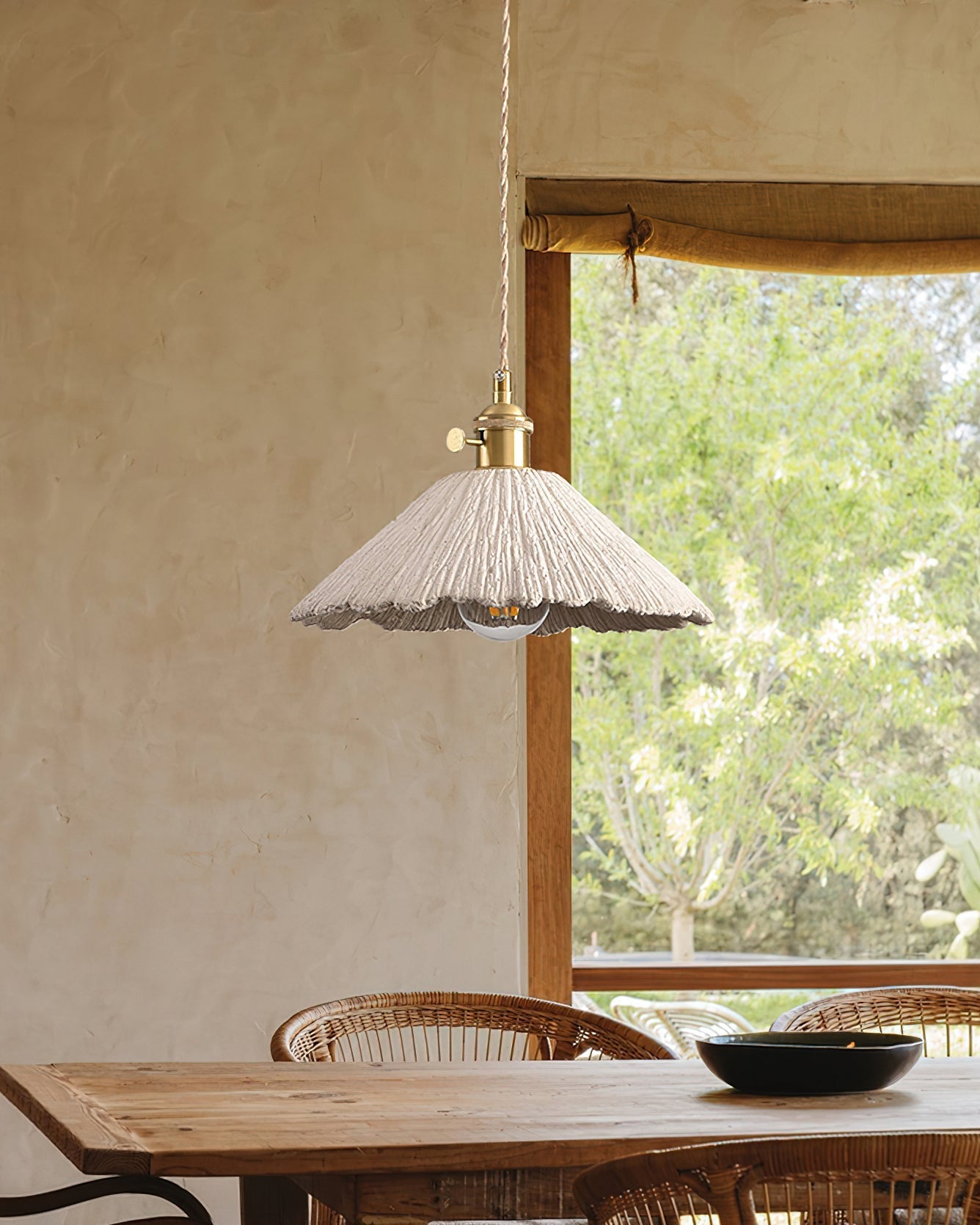 Nirove Pendant Lamp Adjustable Fabric Shade-Neutral Decor
