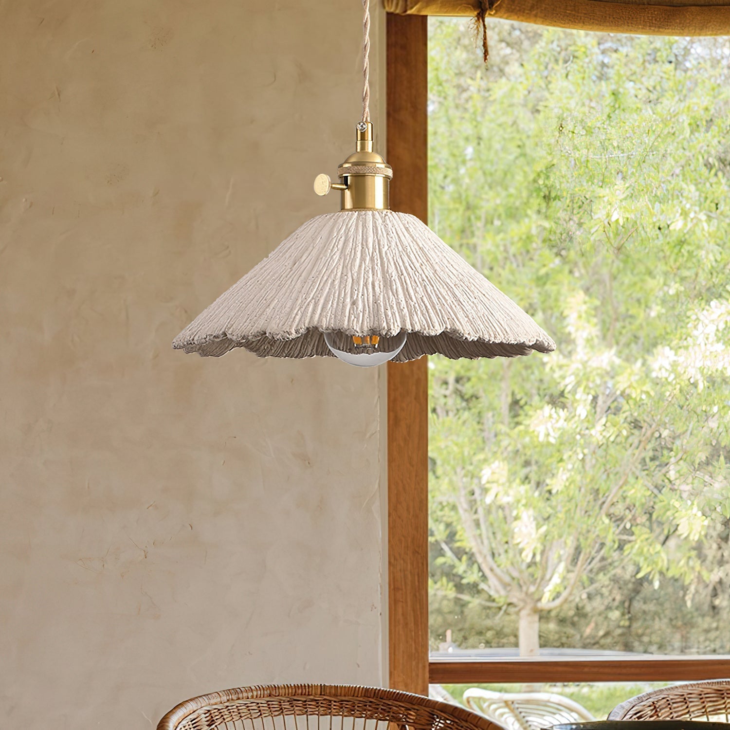 Nirove Pendant Lamp Adjustable Fabric Shade-Neutral Decor