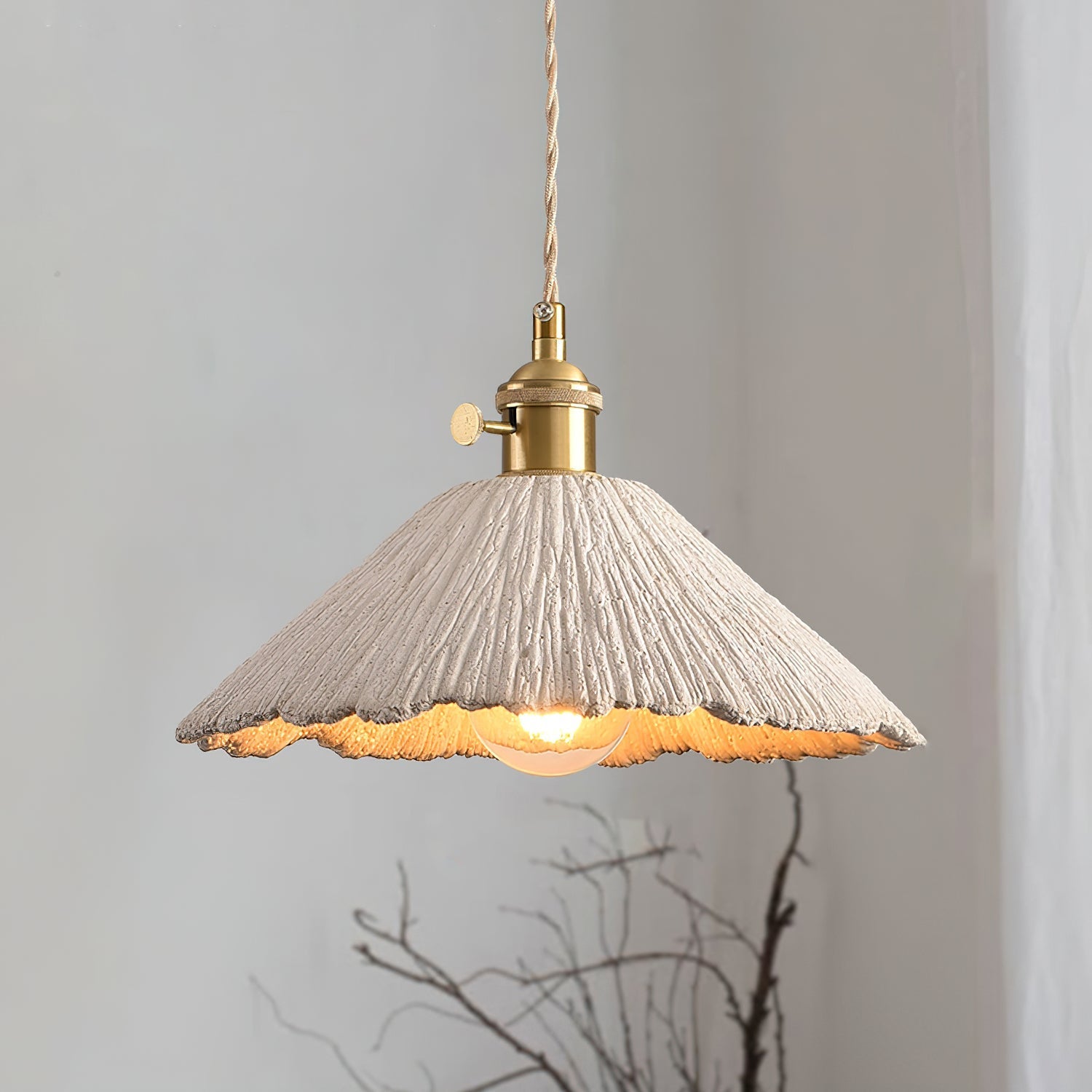 Nirove Pendant Lamp Adjustable Fabric Shade-Neutral Decor