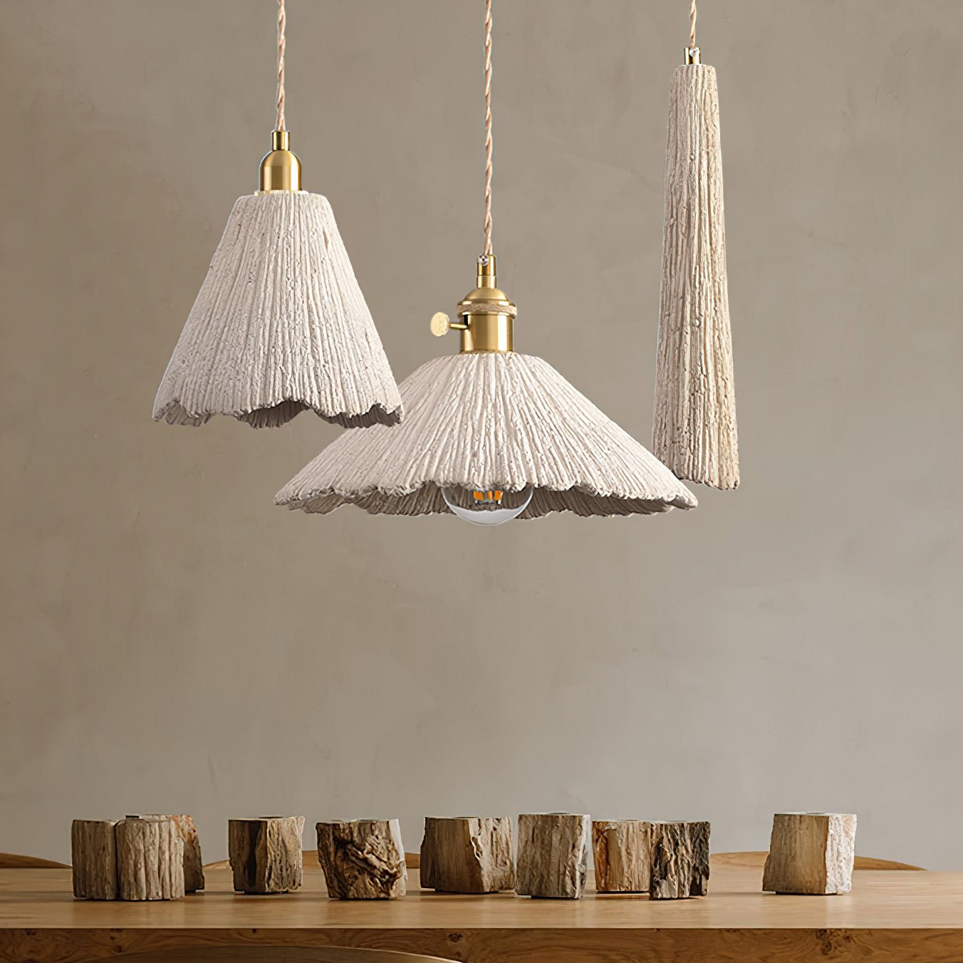 Nirove Pendant Lamp Adjustable Fabric Shade-Neutral Decor