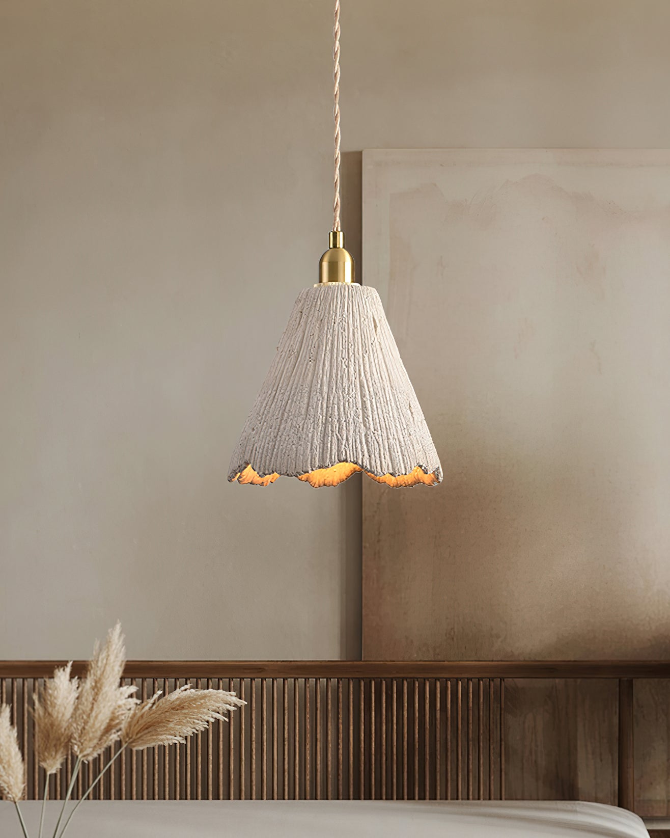 Nirove Pendant Lamp Adjustable Fabric Shade-Neutral Decor