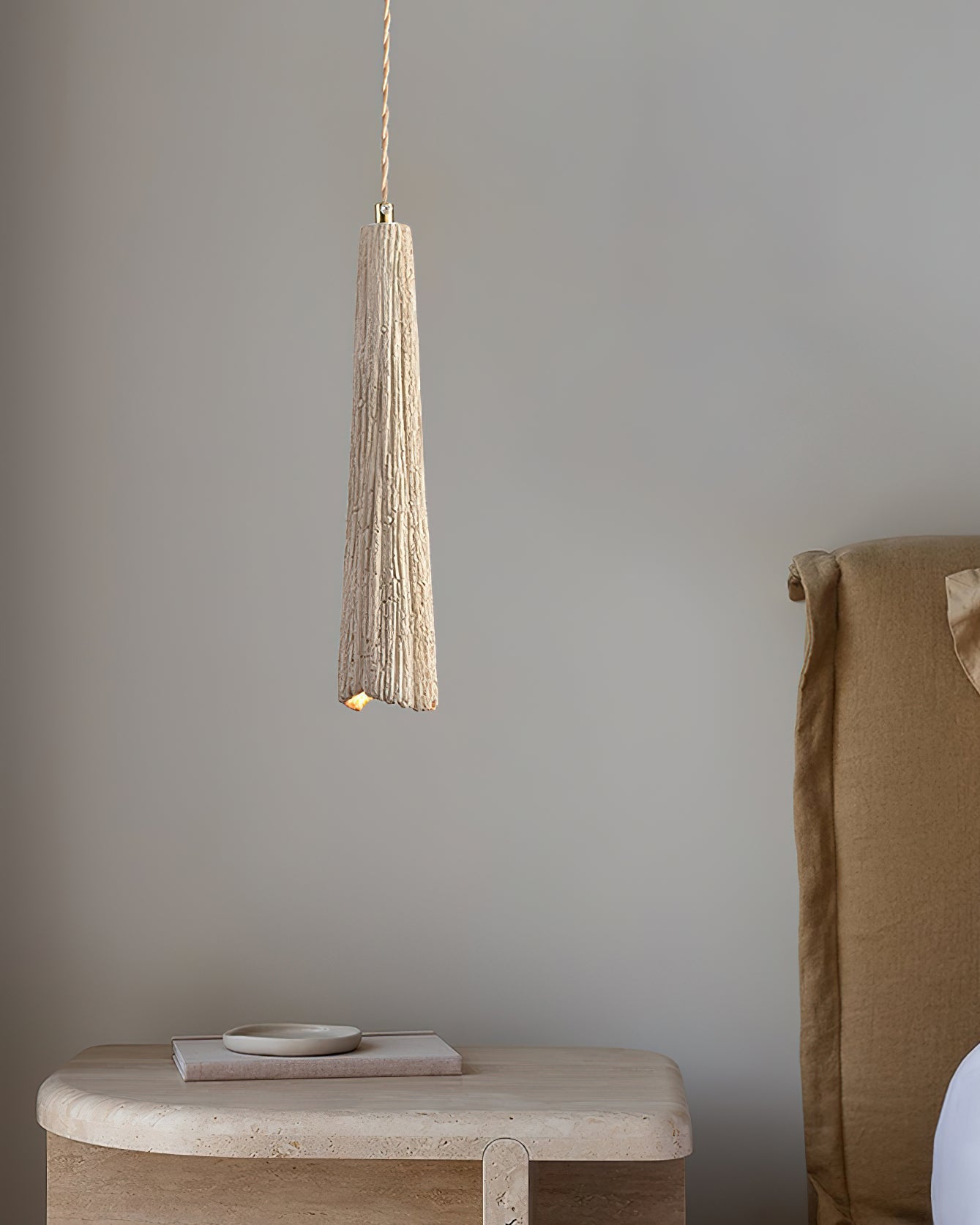 Nirove Pendant Lamp Adjustable Fabric Shade-Neutral Decor