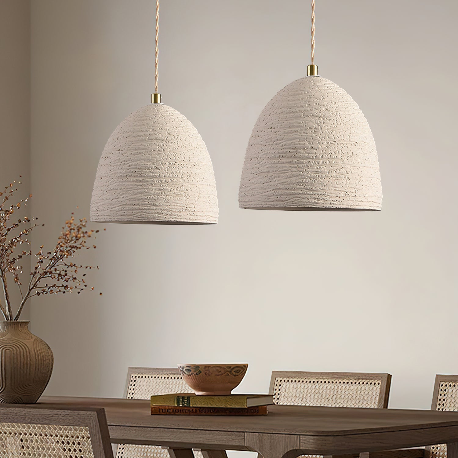 Nirove Pendant Lamp Adjustable Fabric Shade-Neutral Decor