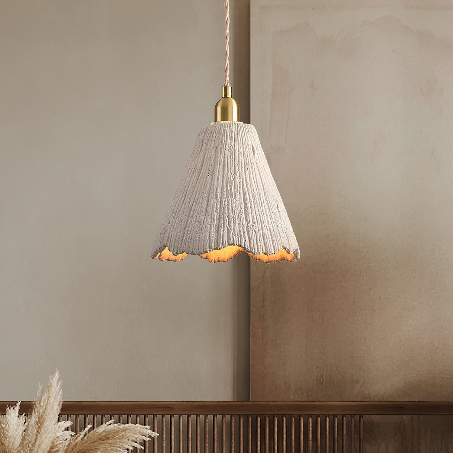 Nirove Pendant Lamp Adjustable Fabric Shade-Neutral Decor