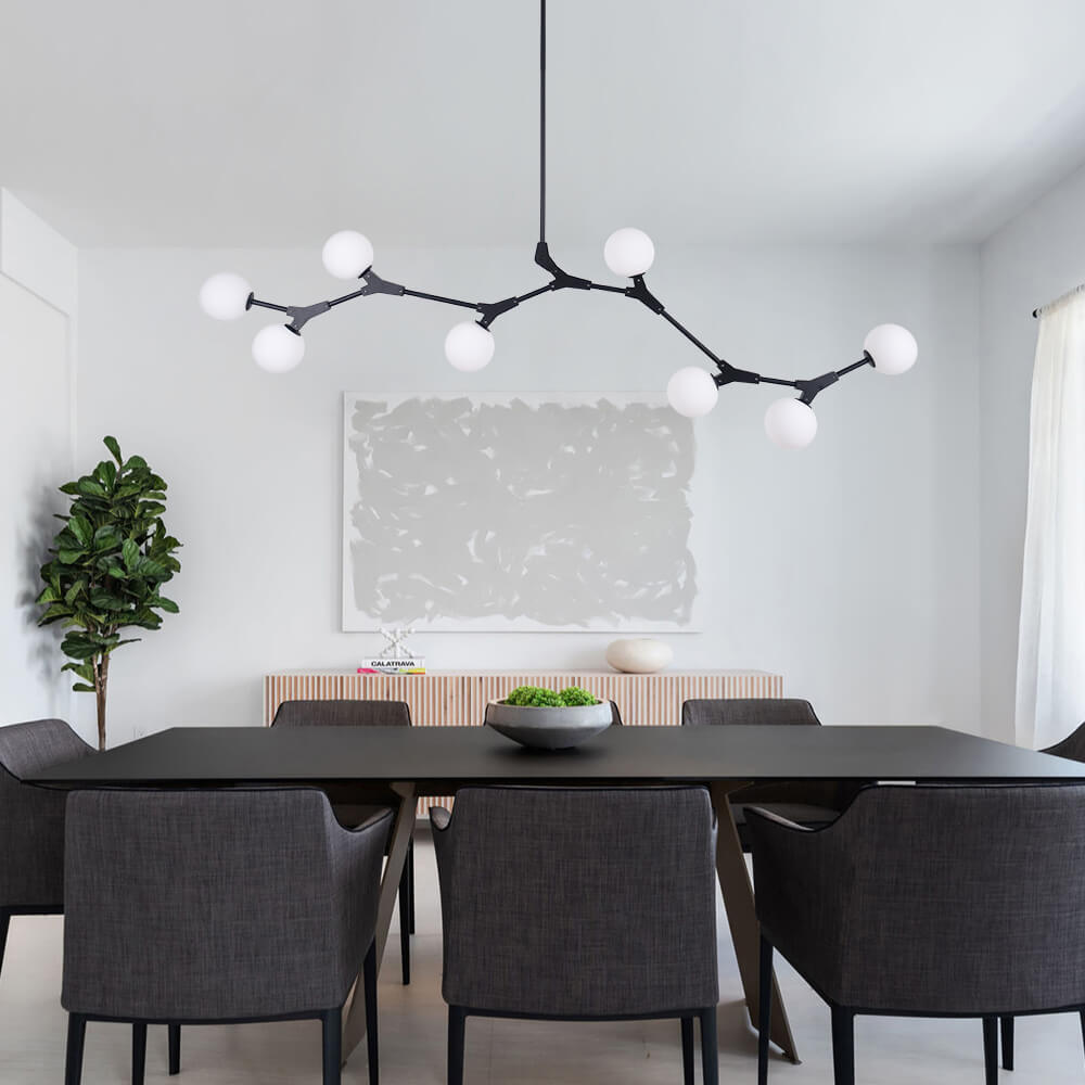 Nivero Linear Bubble Glass Chandelier-Neutral Decor